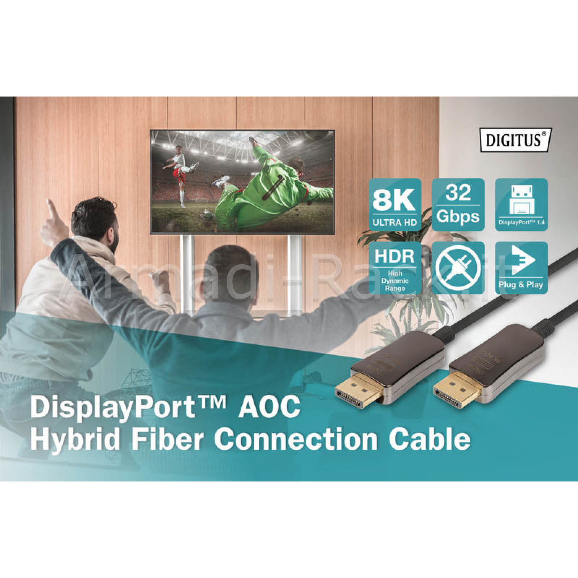 cavo in fibra ottica ibrido displayport™ aoc, uhd 8k, 15 m