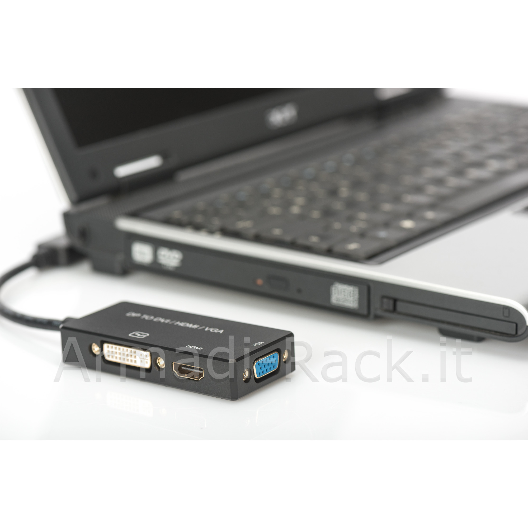 Adattatore Video 3 in 1 Connettore Dp Maschio - HDMI + Dvi + Vga