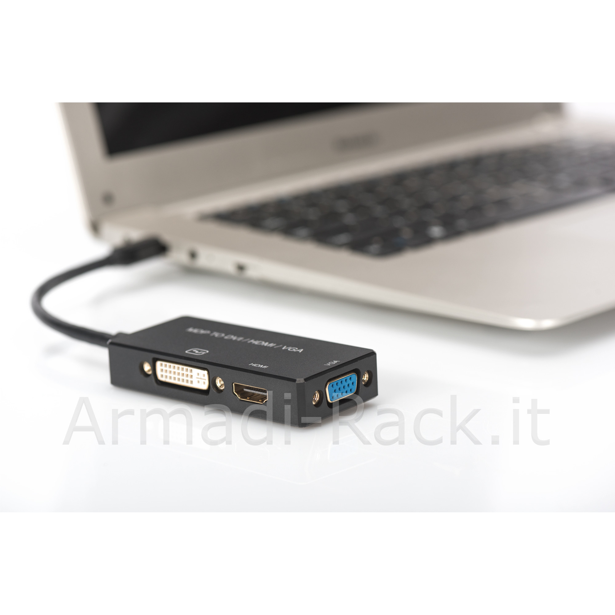 Adattatore Video 3 in 1 Connettore Mini Dp Maschio - HDMI + Dvi + Vga