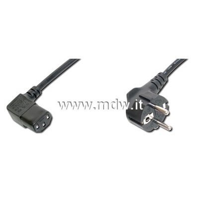 CAVO ALIMENTAZIONE SPINA TEDESCA 16 AMPERE 250 VOLT, SPINA VDE 90 GRADI -PRESA IEC A 90 GRADI MT.1.80