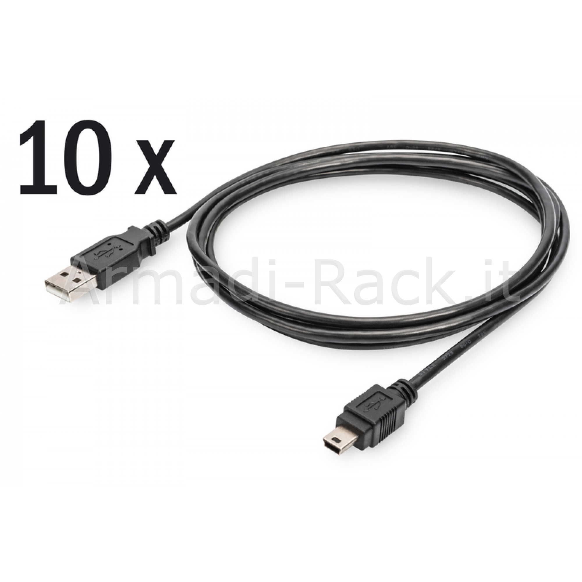 Confezione 10 Cavi USB 2.0 A-Mini B Maschio/Maschio Mt. 1,8 Colore...