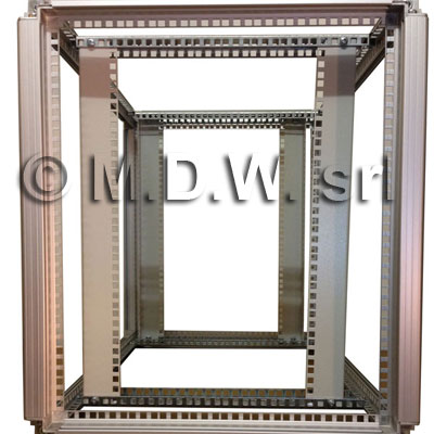 Telaio rack open frame 19 pollici - 15U X 818mm in alluminio anodizzato, varie...