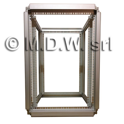 Telaio rack open frame 19 pollici - 24u x 596 x 596 (l x p mm), in alluminio...