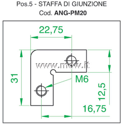 Staffetta angolare 90° di giunzione, piastrina ad 'L' con fori...