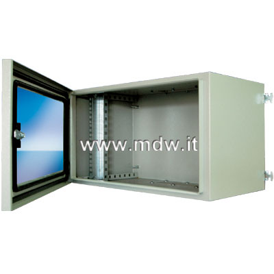 Armadio Rack 6U 300mm Profondità - Porta In Vetro Con Serratura, Grigio RAL7035, Per Rete E Telefonia