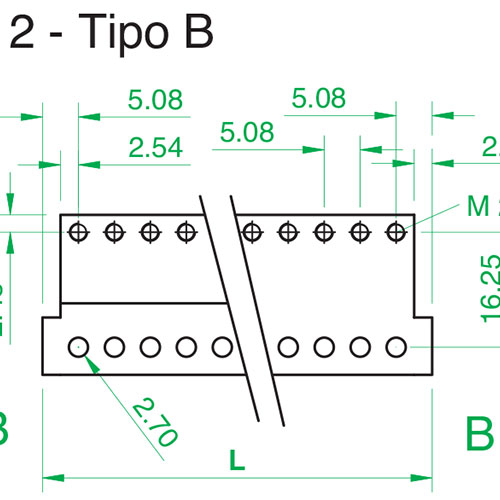 Barra a 'Z' tipo B per connettori 41612, 84TE