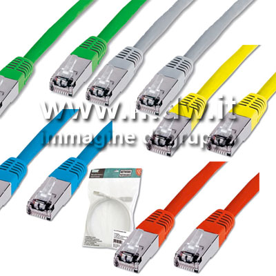 Confezione 50 patch cords cat6 FTP (schermati) in 5 colori (grigio,...