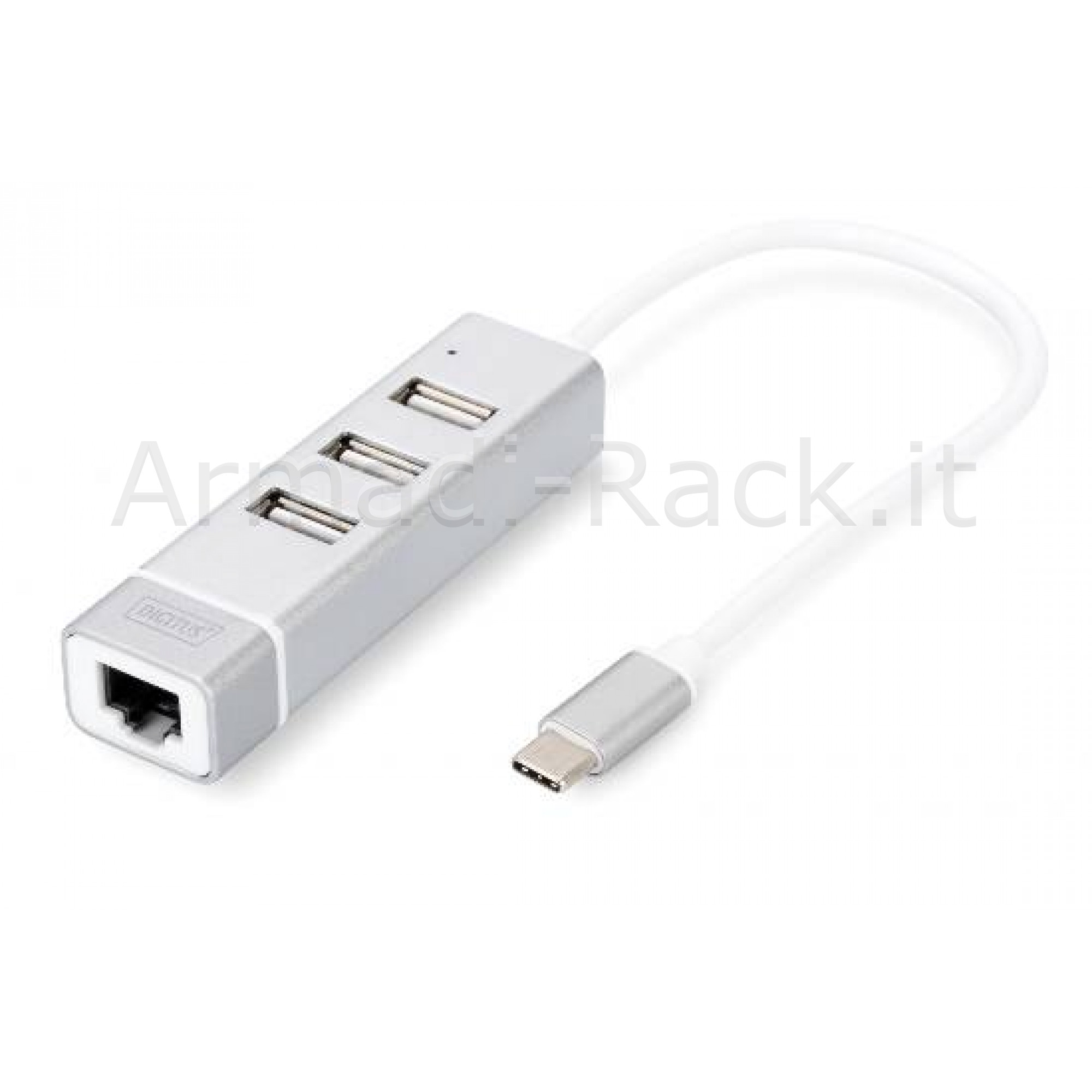 Hub usb 3.0 con 3 porte usb 3.0 tipo a e 1 porta rete rj45, connettore...