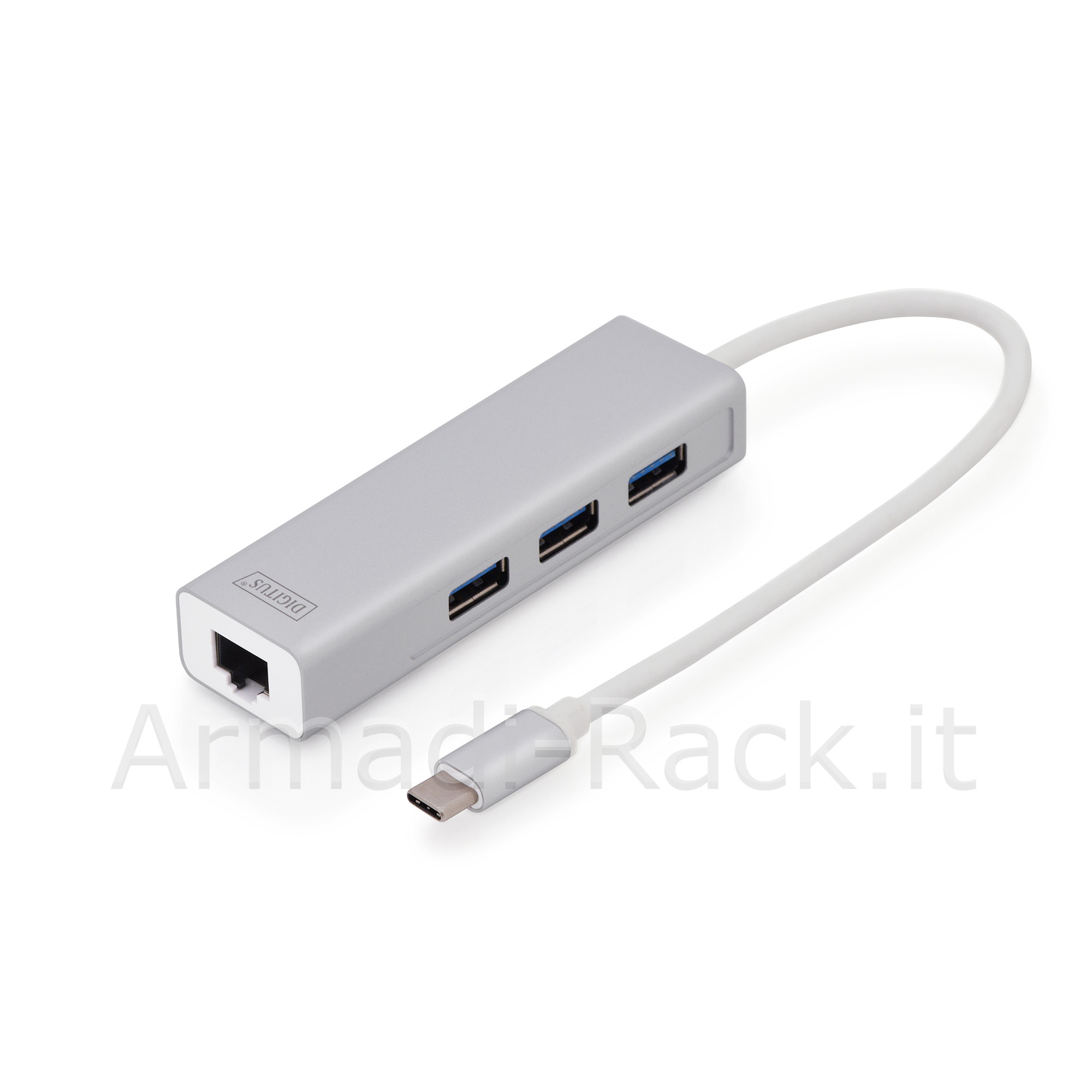 hub connettore tipo c con 3 porte usb 3.0 + porta rete gigabit