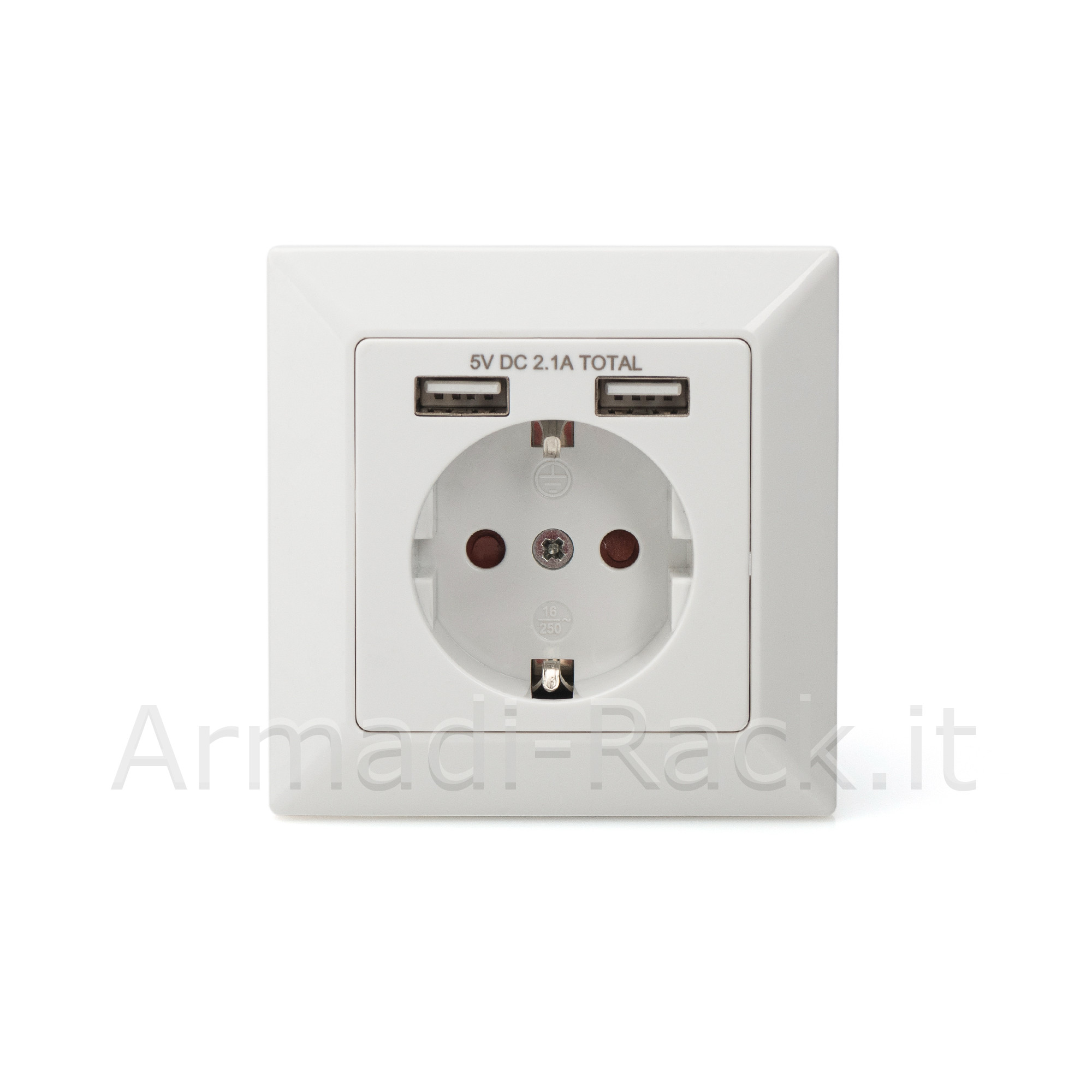 Presa a muro Shuko con 2 Prese USB 5 Volt 2,1A