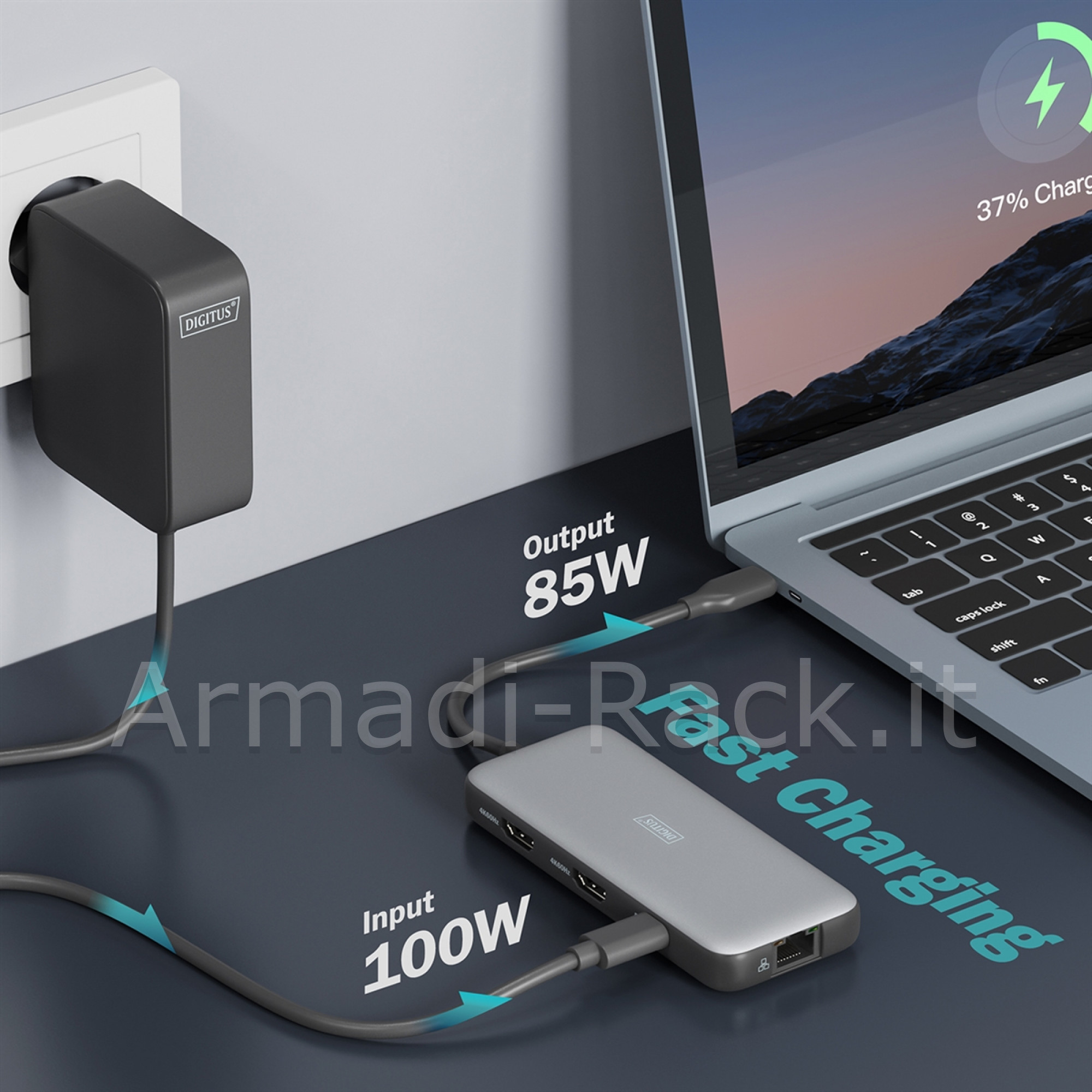 Docking station usb-c, 8 porte 2xhdmi, 3xusb3.0, 1xrj45, 1xsd,...