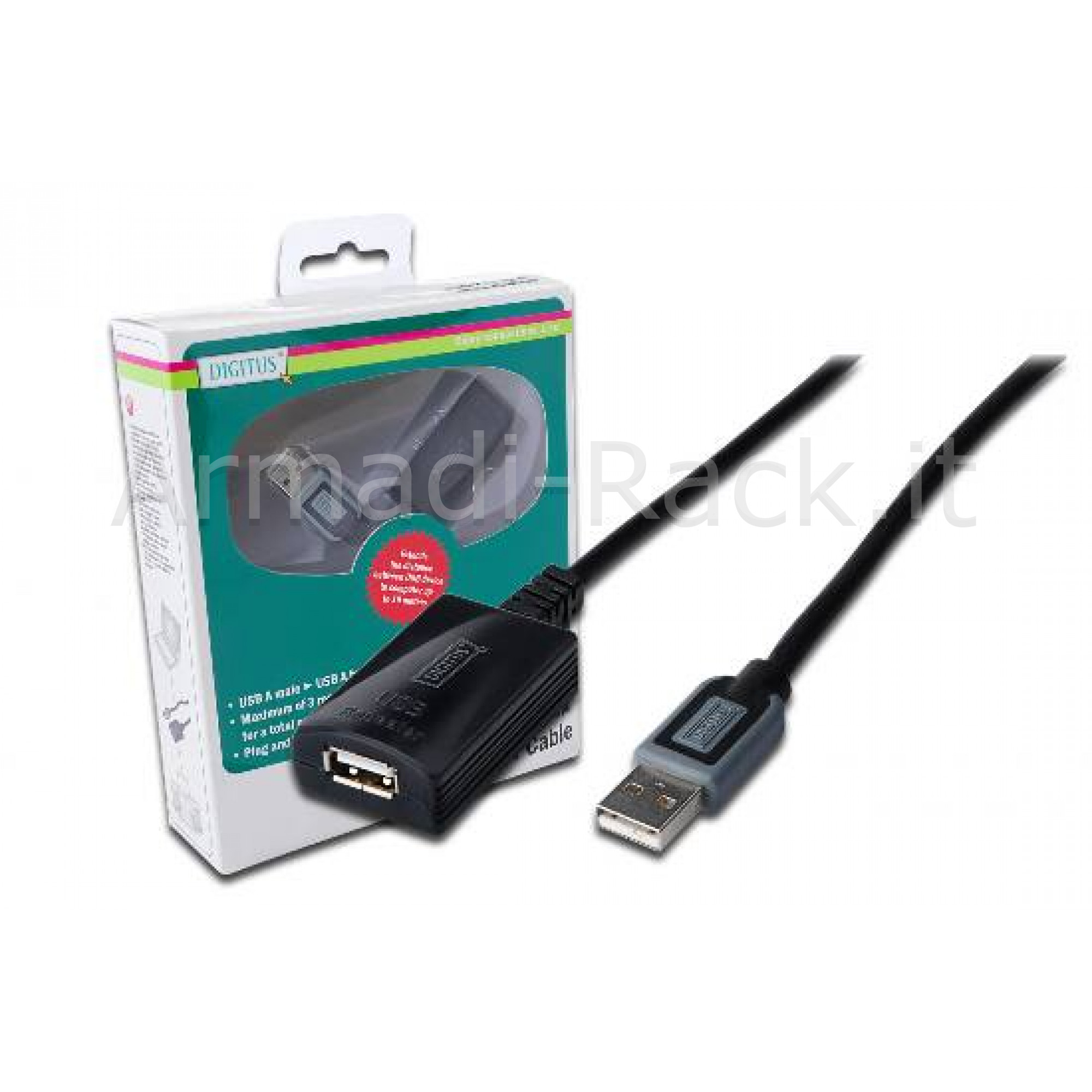Estensore di linea usb 2.0 maschio/femmina con cavo da mt. 20