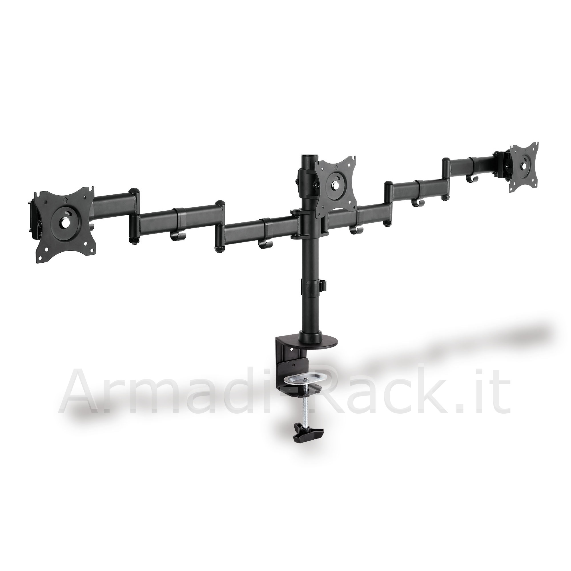 supporto triplo da monitor con morsetto