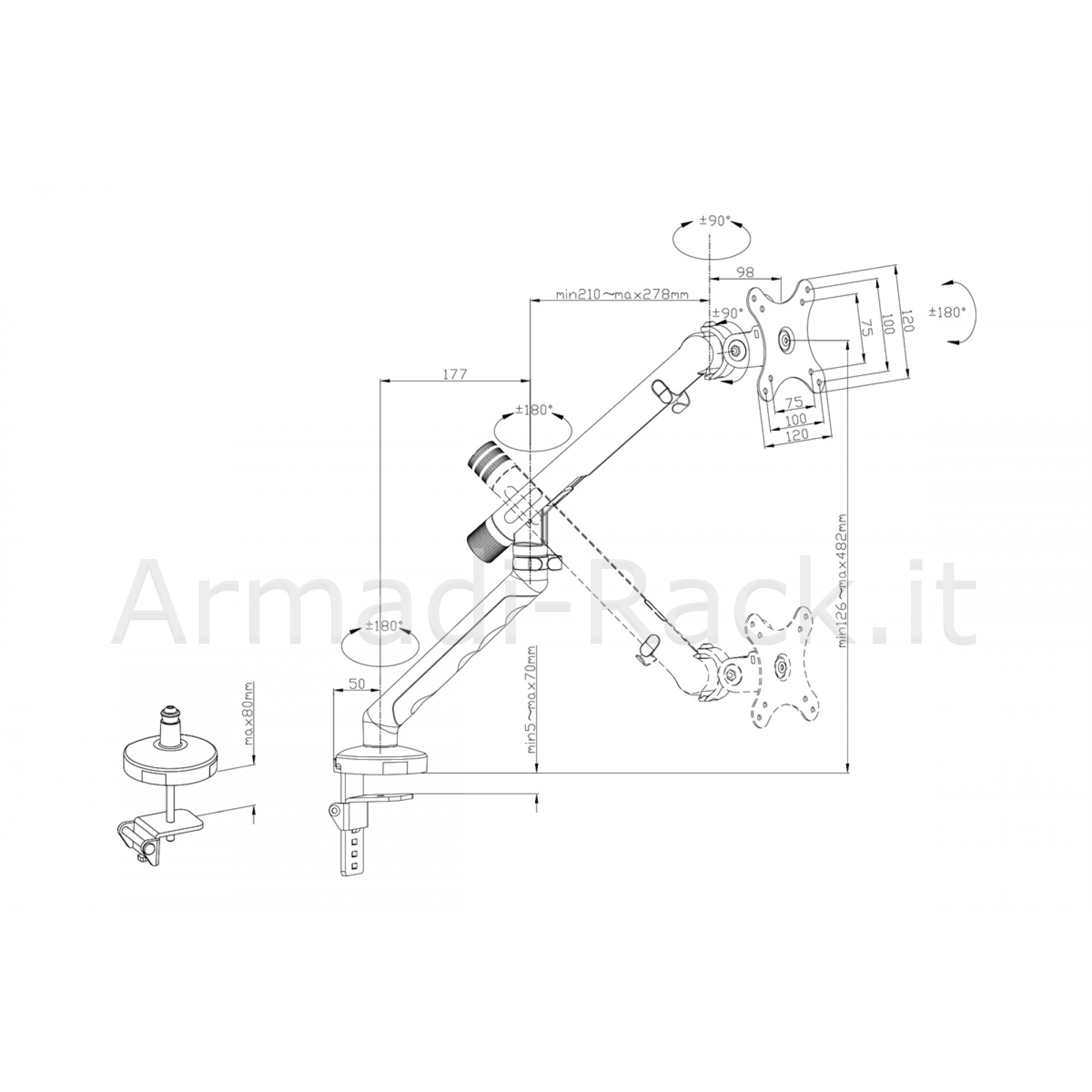 Supporto per monitor a design singolo, 35", 10 kg