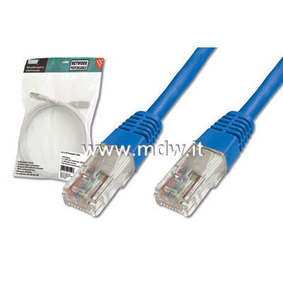 CAVO RETE UTP CAT. 5E NON SCHERMATO - LUNGHEZZA MT. 7 - COLORE BLU-