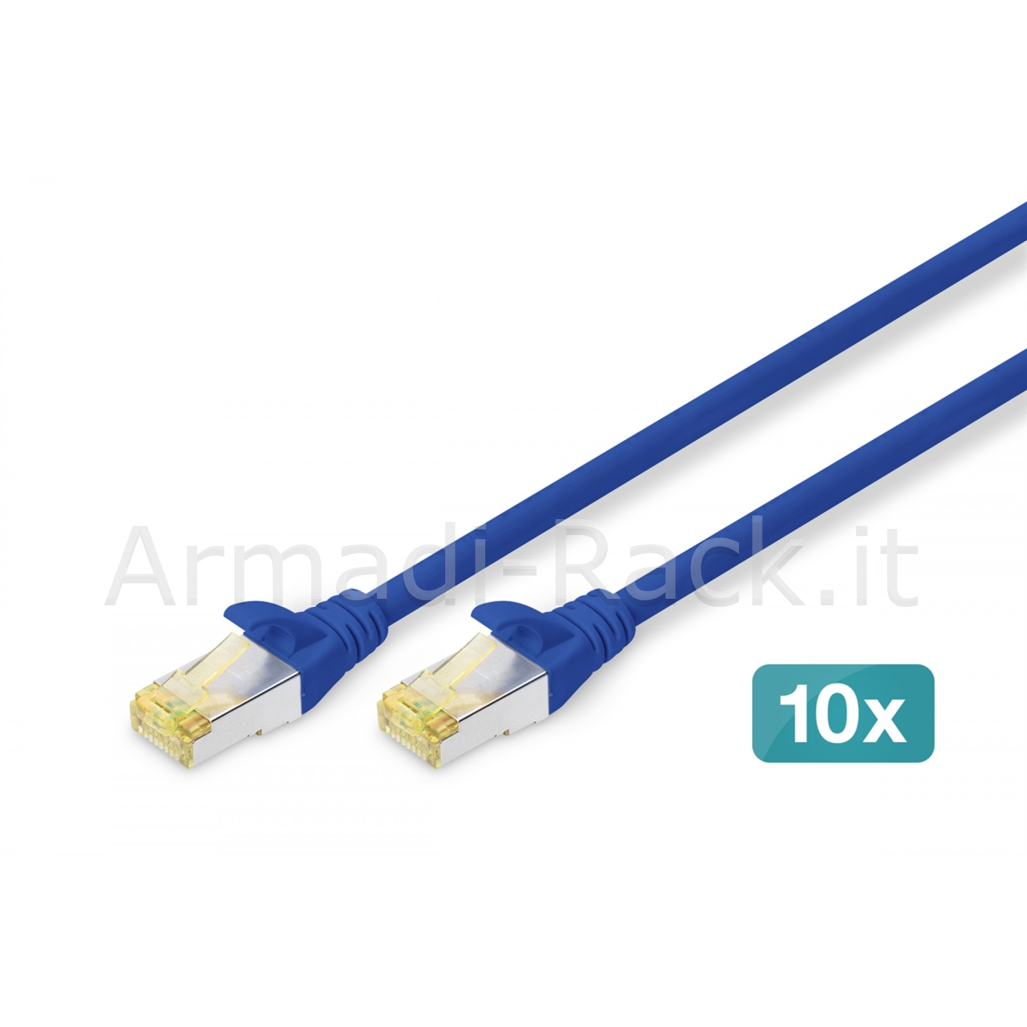 Cavo patch cat 6a s/ftp, 10 pezzi lunghezza 1 mt. colore blu