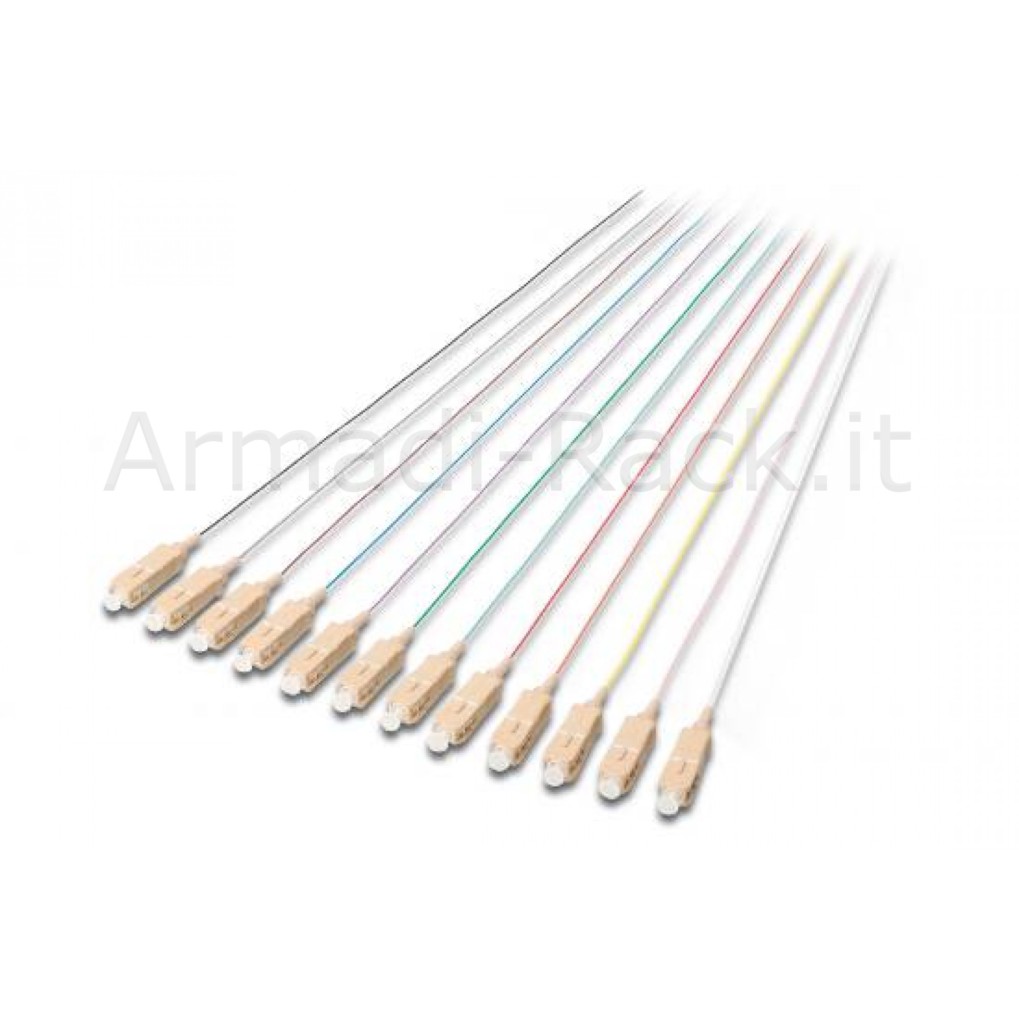 Set 12 cavi pigtail fibra ottica colorati connettori sc om3 50/125...