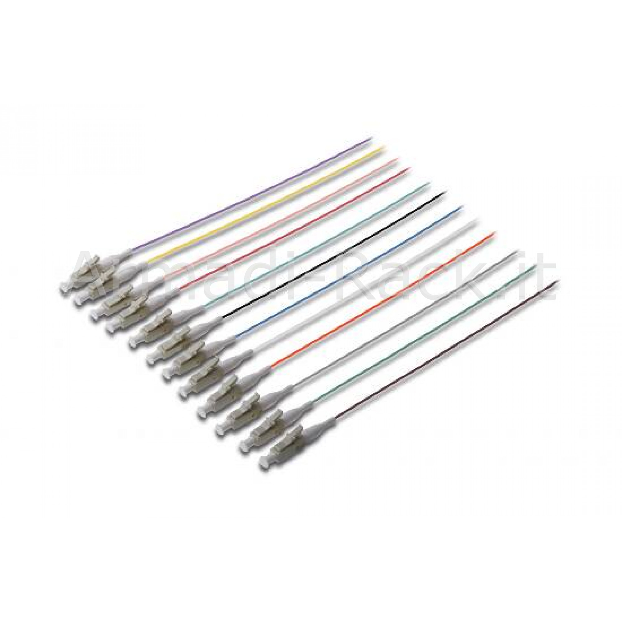 Set 12 cavi pigtail fibra ottica colorati connettori lc om4 50/125...