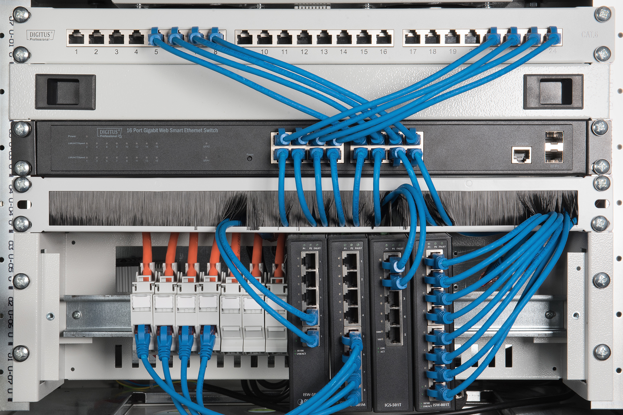 Supporto guida din 3u, 135x480x150 mm incl. din rail (35x390 mm), grey...
