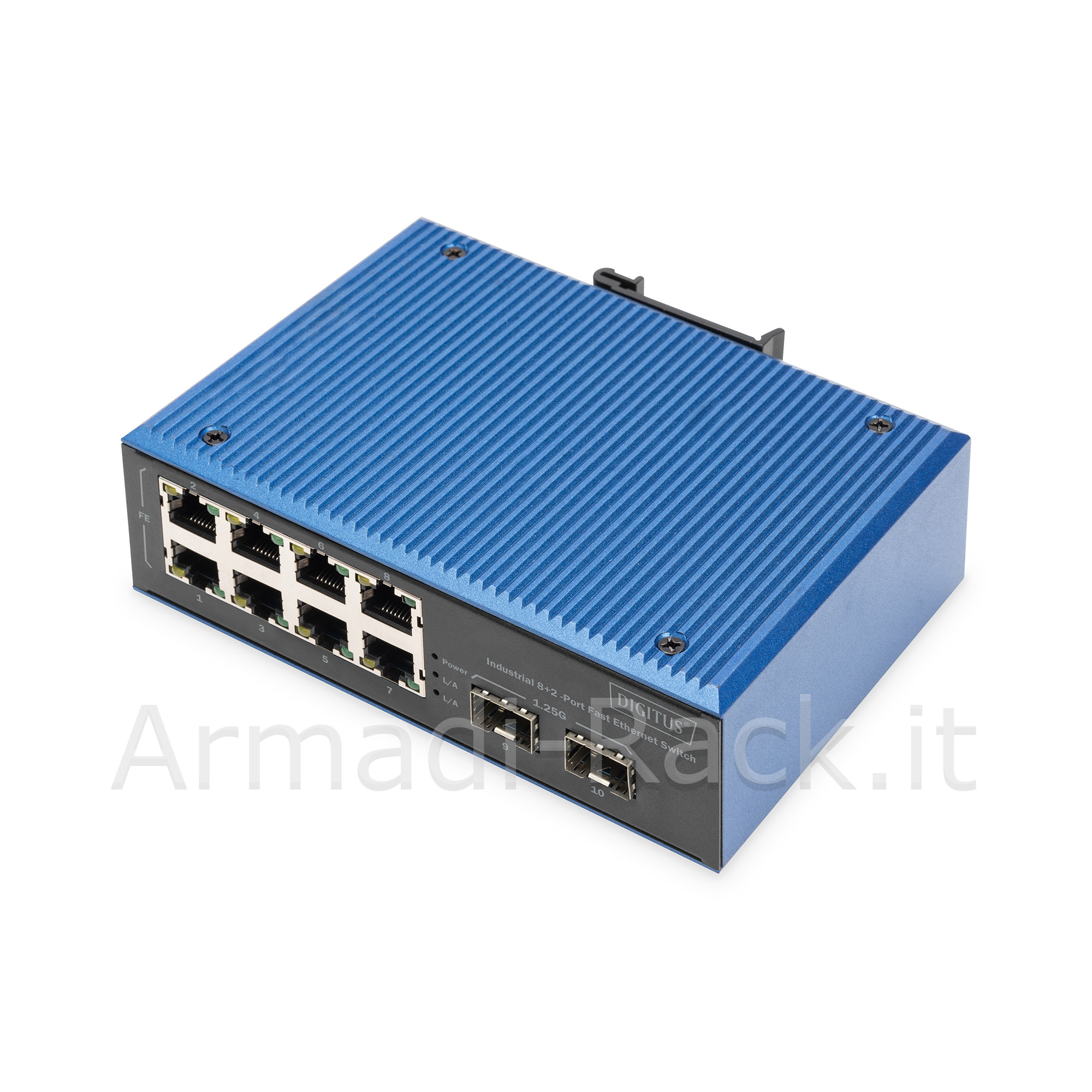 Switch fast ethernet industriale a 8+2 porte