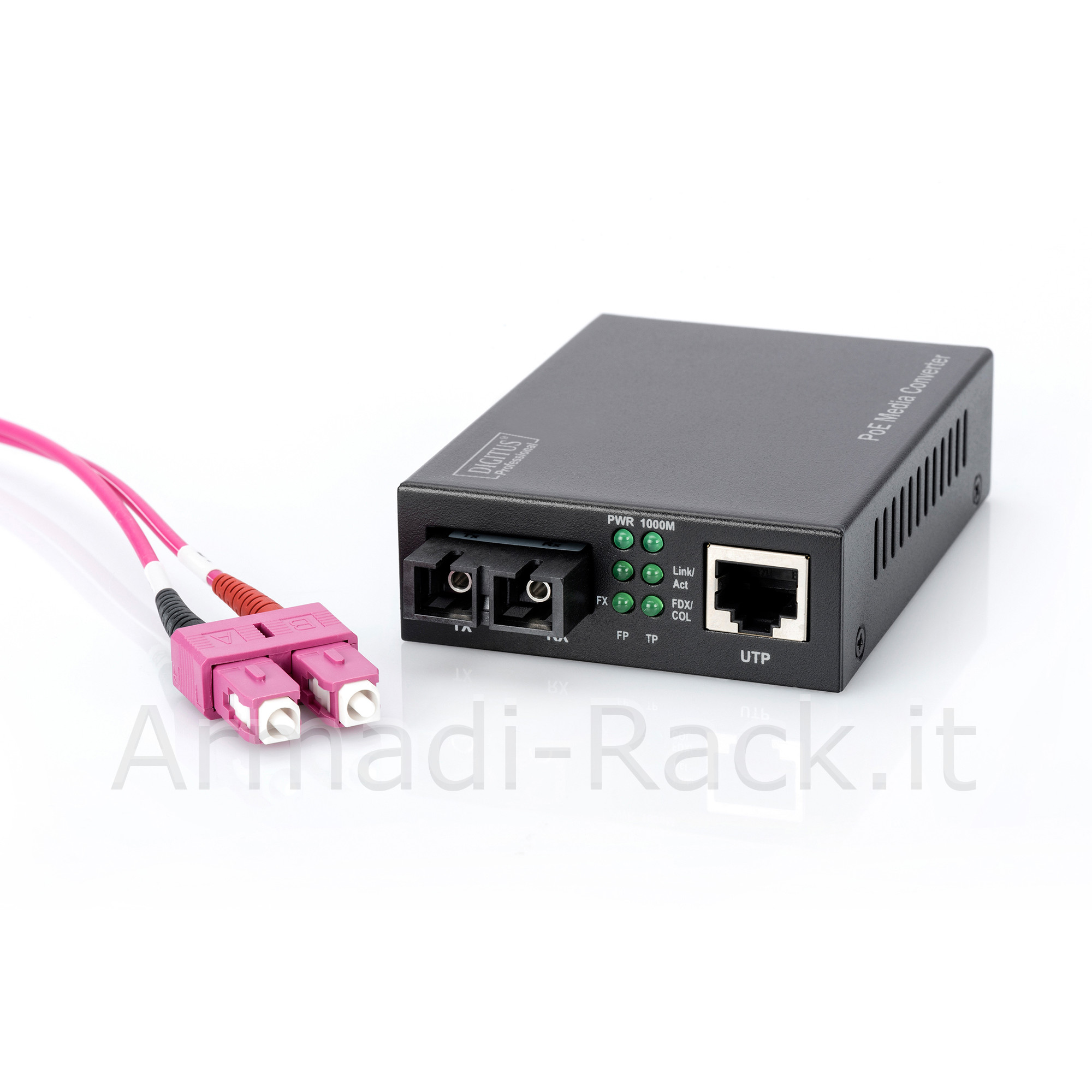 Media Converter Gigabit Poe Rj45 Connettore Sc Singlemode Pse
