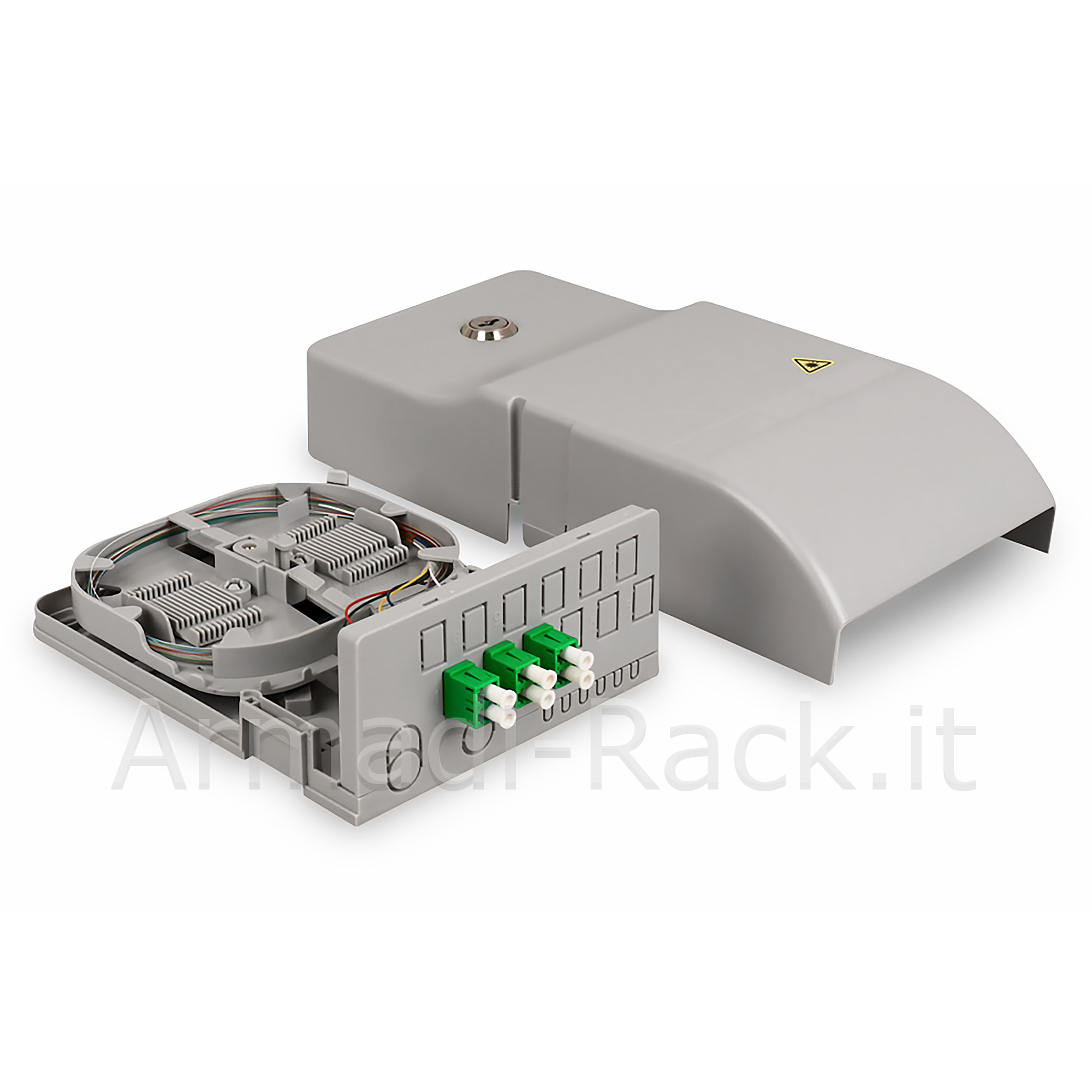 Ftth home distribution unit, 3 x lc/apc duplex