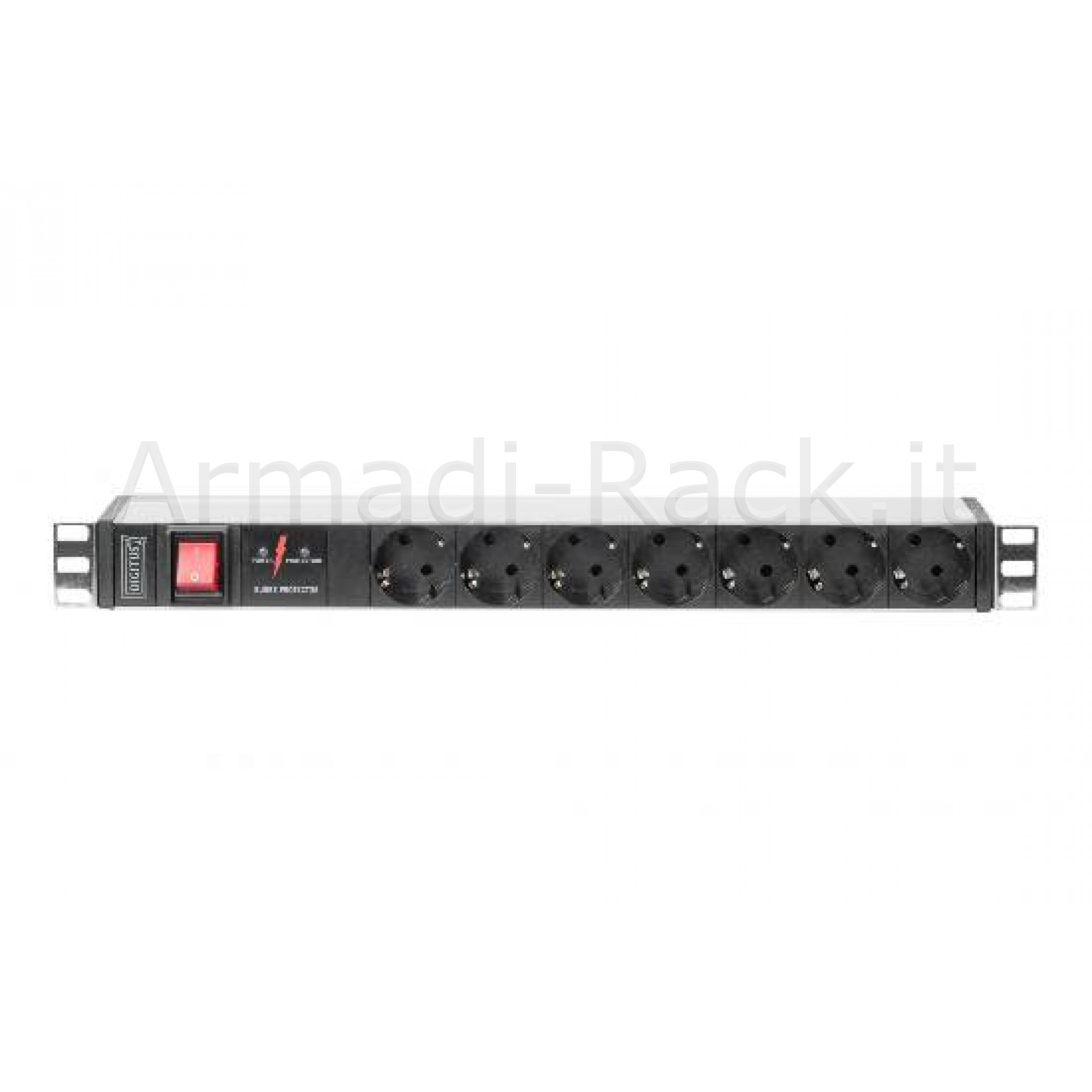Multipresa alimentazione per rack 19 in alluminio con 7 prese shuko e...