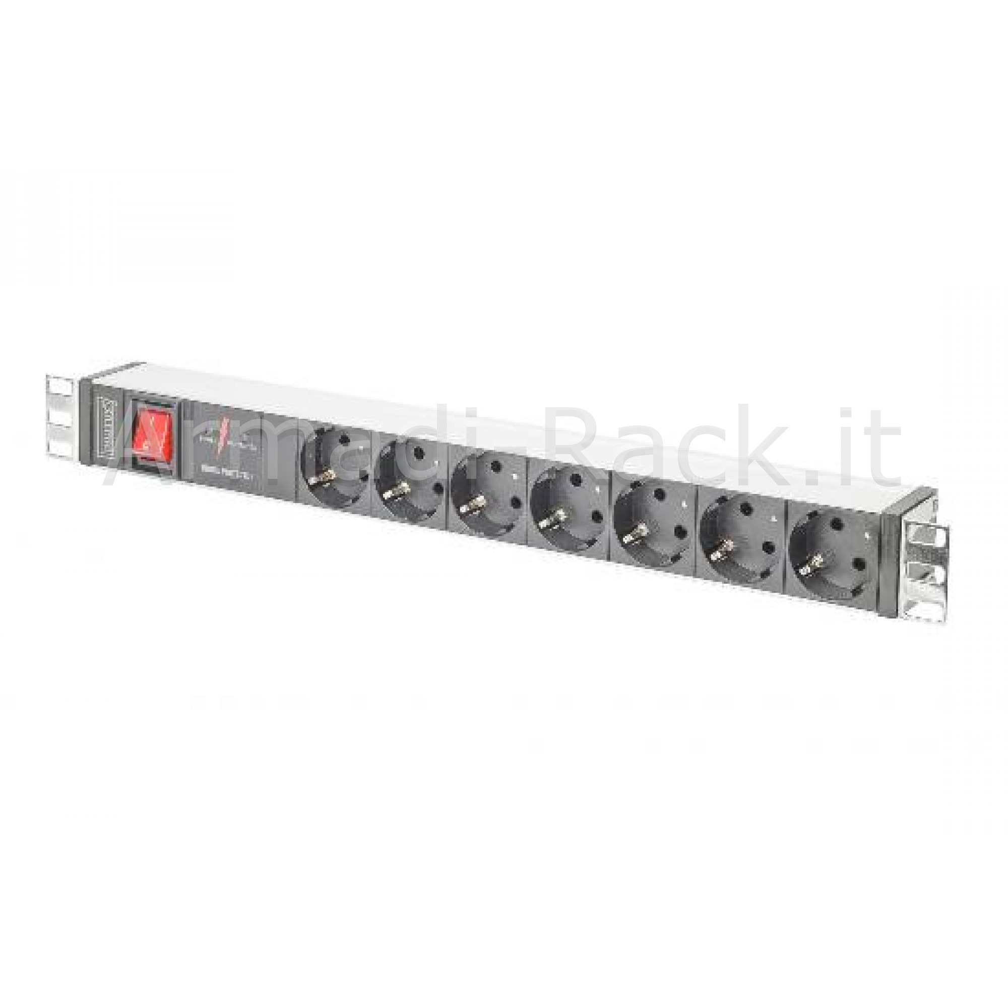 Multipresa alimentazione per rack 19 in alluminio con 7 prese shuko e...