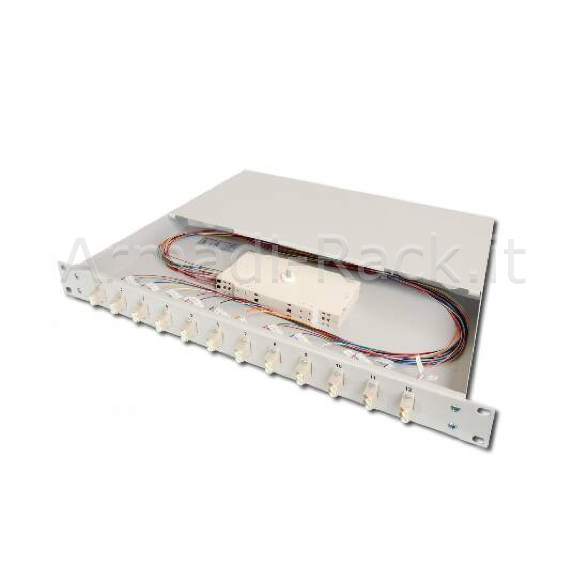 Pannello estraibile 19 per fibra ottica con 12 connettori lc om3