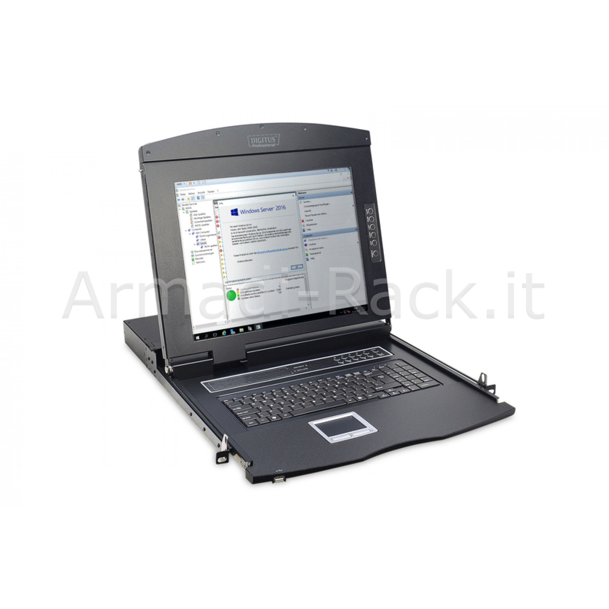 Console fissaggio rack 19" 1 porta KVM e touchpad, tastiera italiana,...