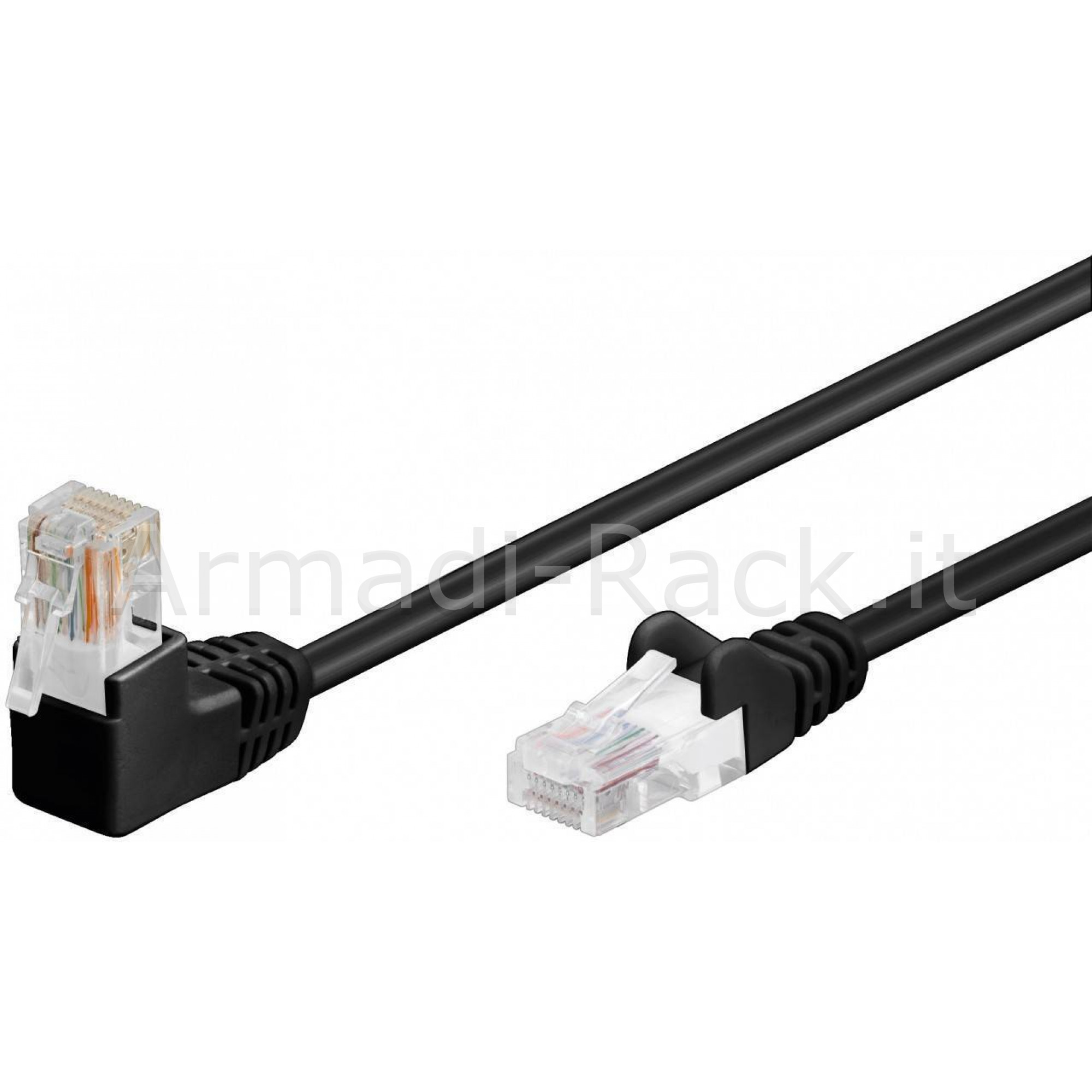 Cavo Rete Utp Cat.5E con Un Connettore Rj45 a 90 Gradi Mt 1 nero