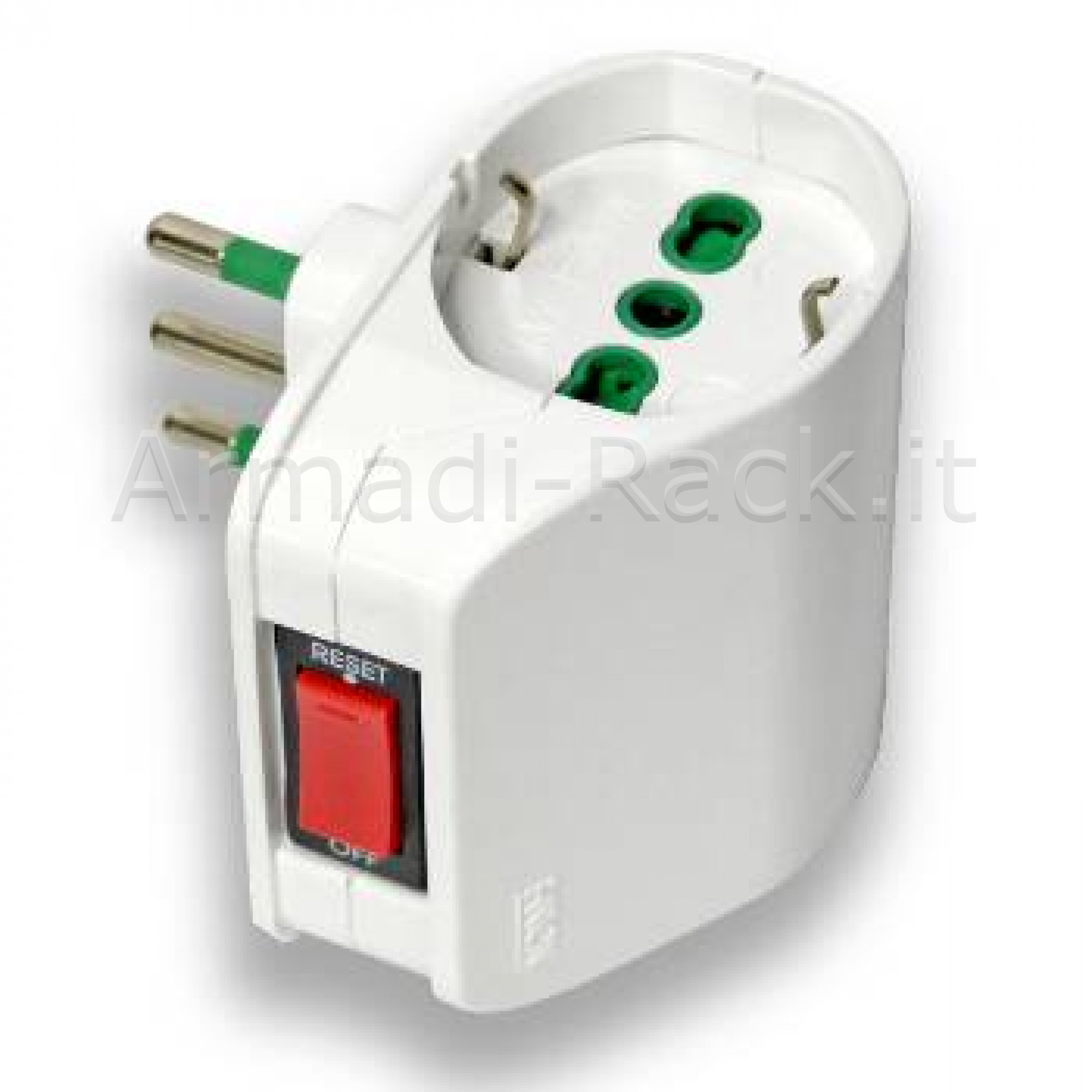Presa elettrica tripolare italiana 10a con due prese ita/schuko 10/16a...