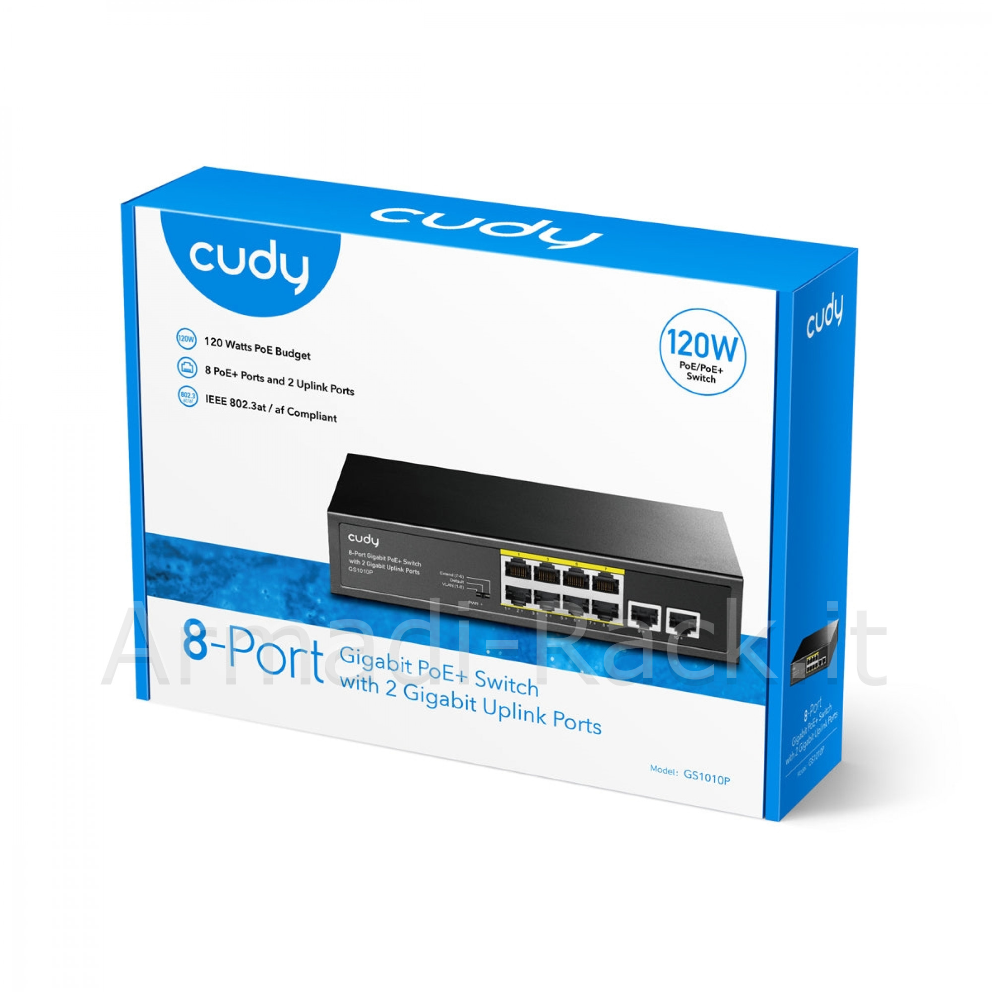 Switch gigabit poe+ a 8 porte con 2 porte uplink gigabit