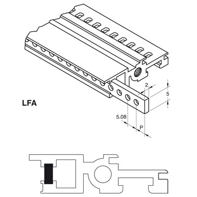 Listello in ferro zincato bianco 2 x 5 mm con fori filettati M 3 a...