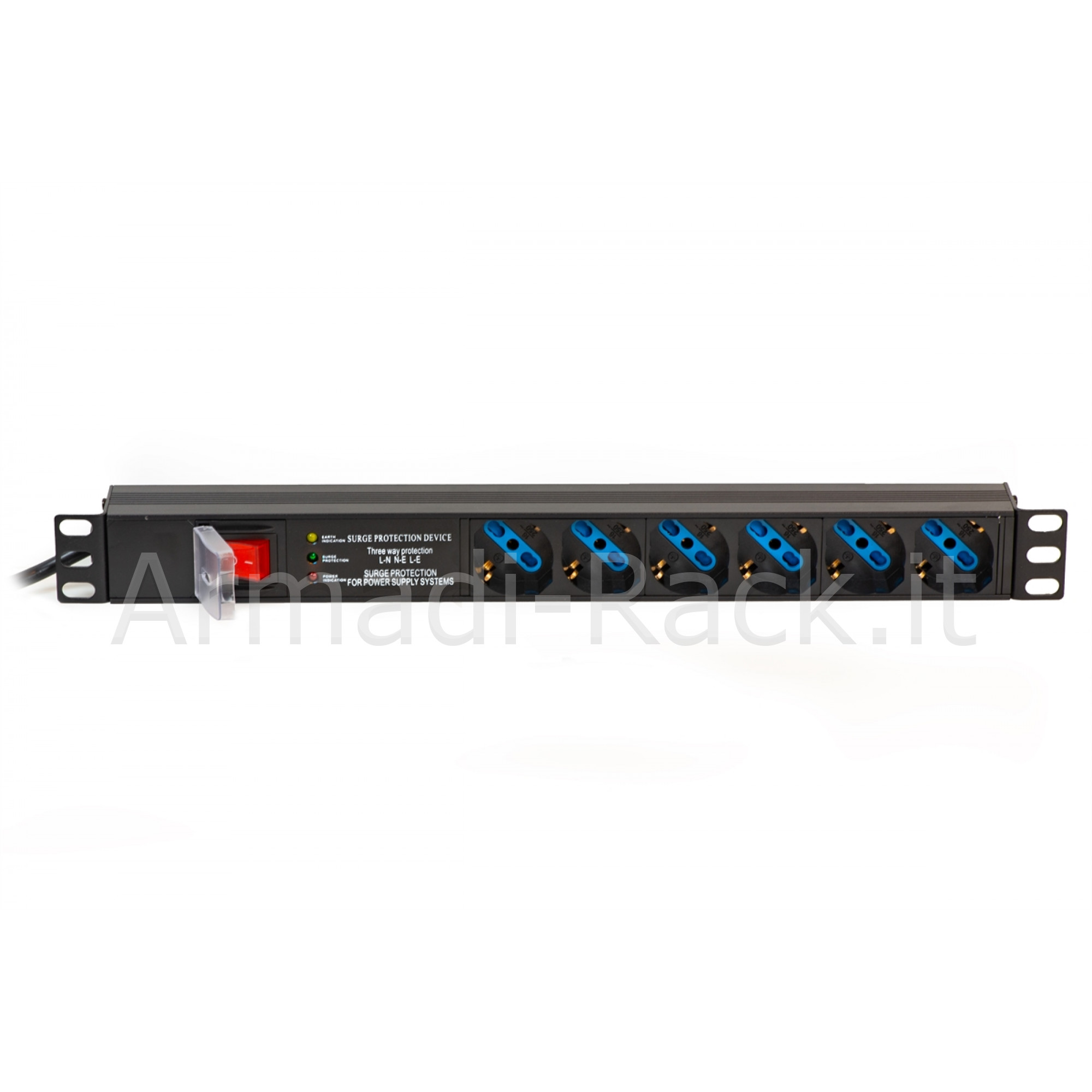 Multipresa da rack 19" 6 prese universali con interruttore spina...