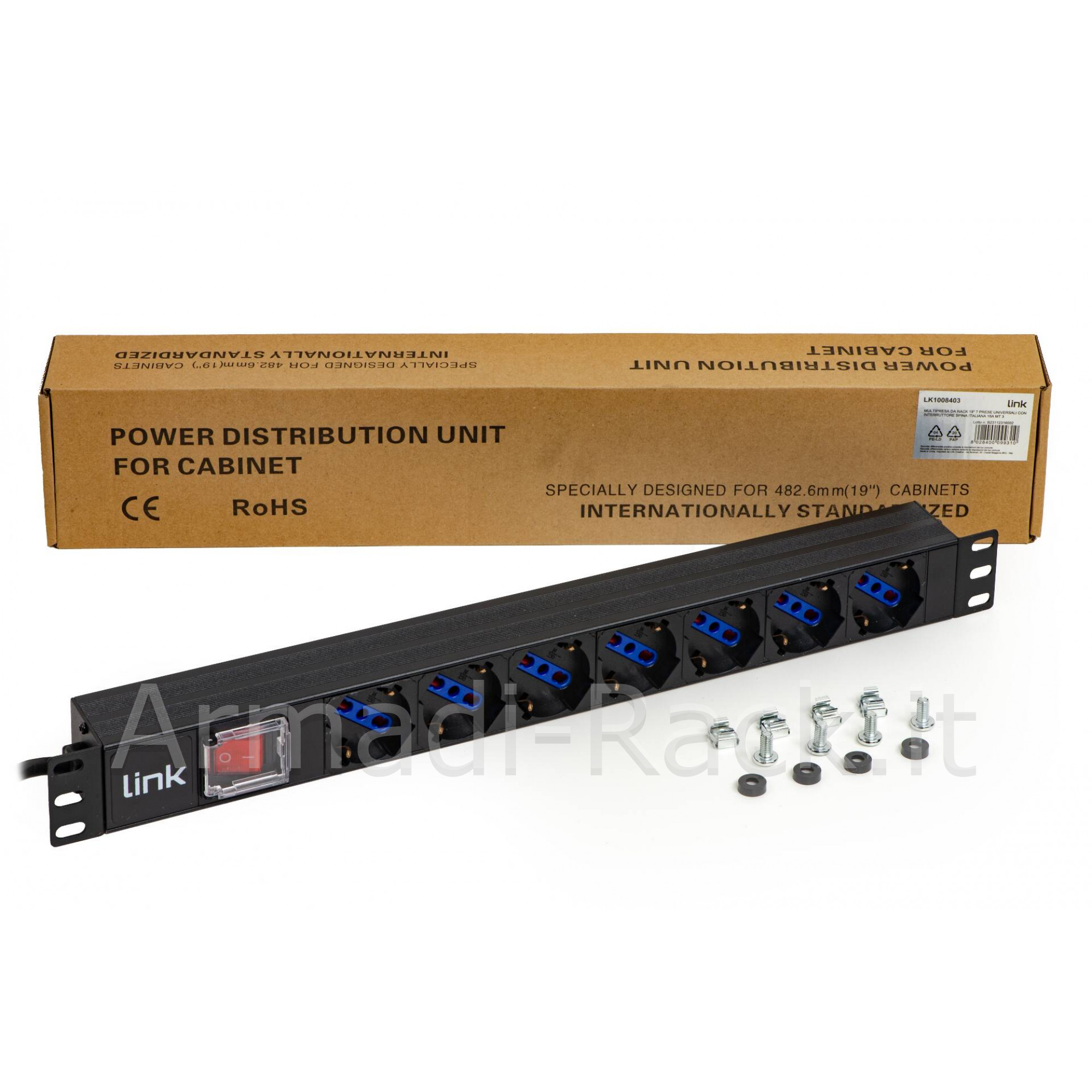 Multipresa da rack 19" 7 prese universali con interruttore spina...