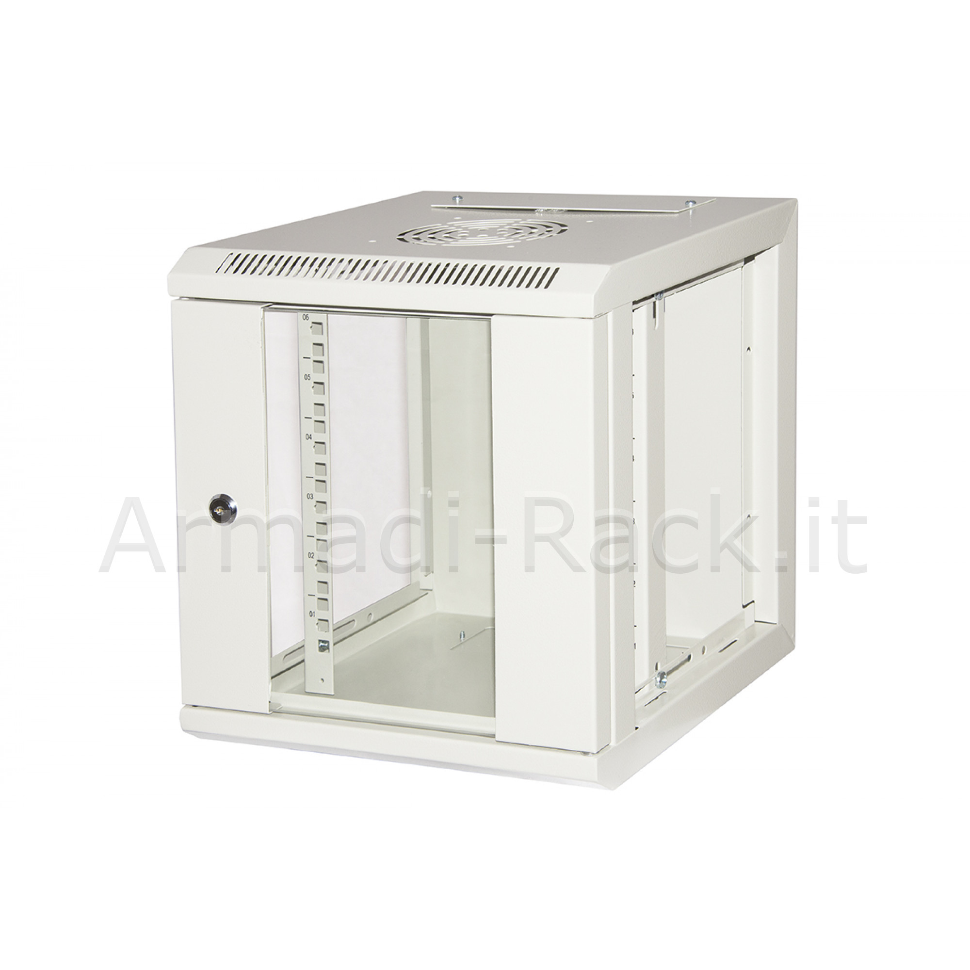 Armadio rack 10" 6 unità in acciaio colore grigio con fianchi...