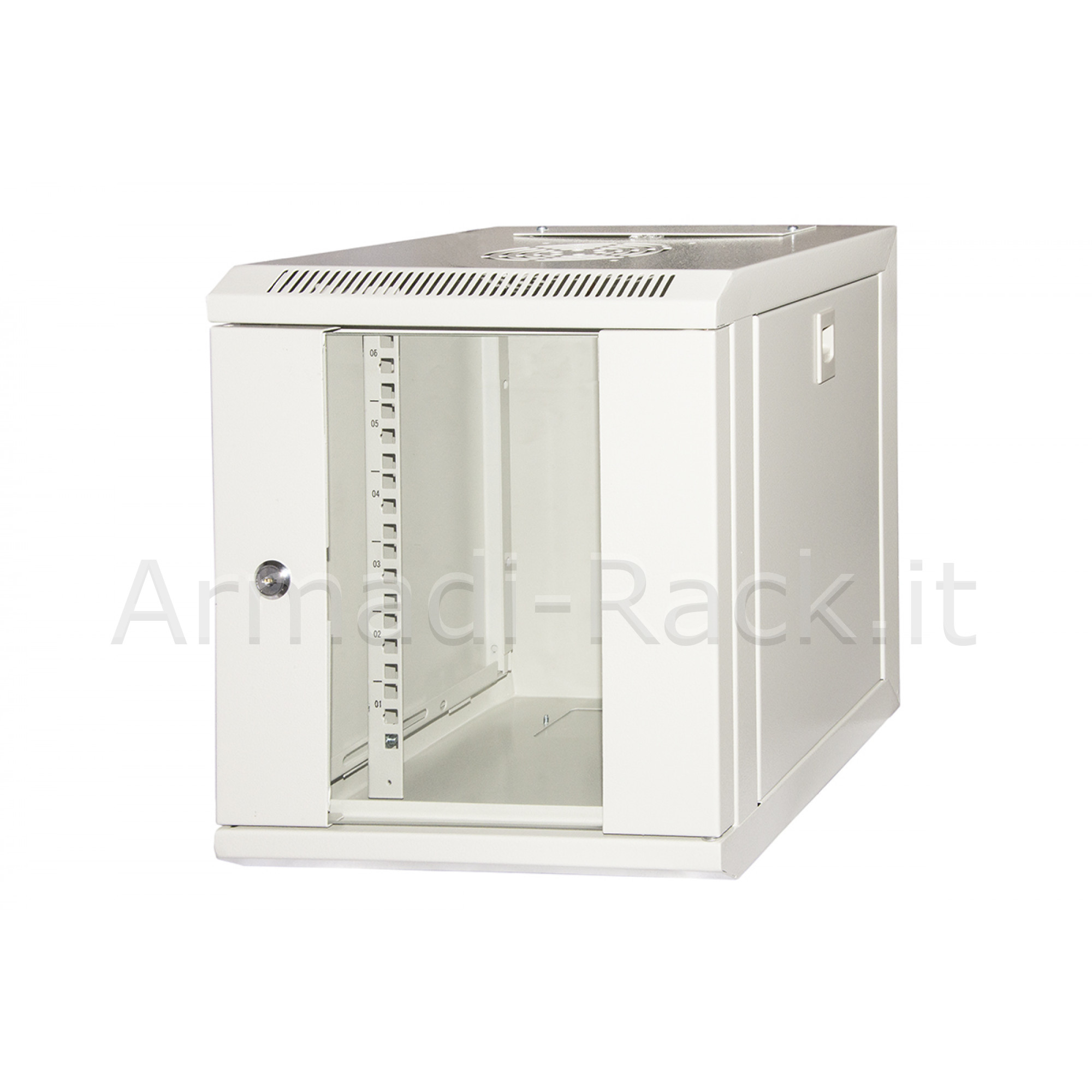 Armadio rack 10" 6 unita' in acciaio colore grigio con fianchi...