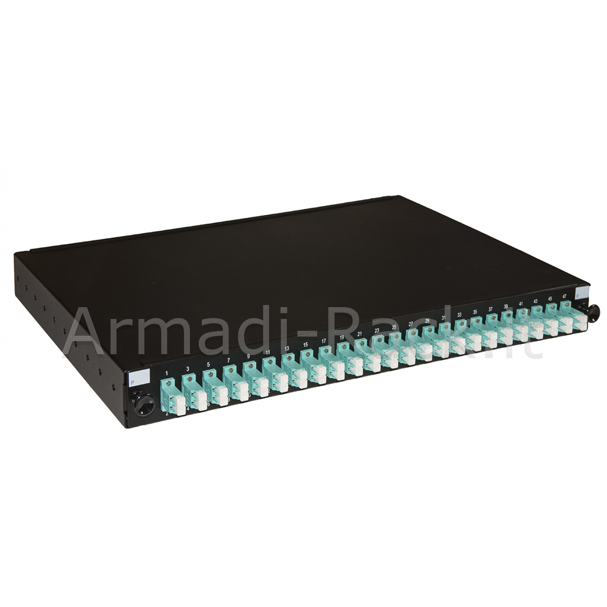 Pannello fibra ottica 19" con 24 adattatori lc duplex om3 profondita'...