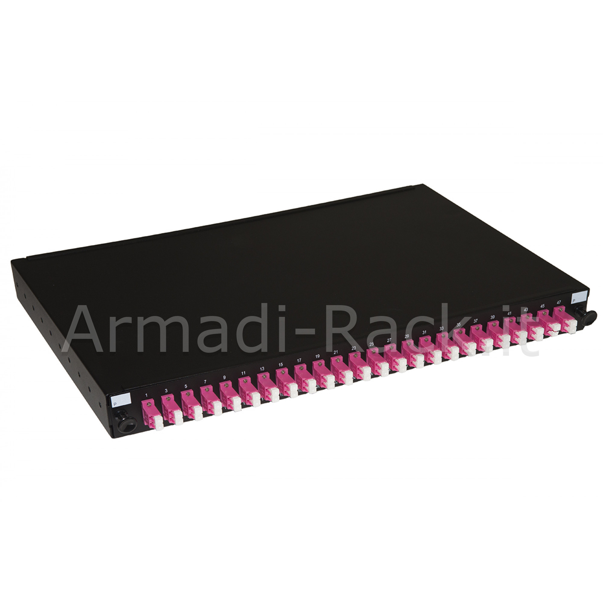 Pannello fibra ottica 19" con 24 adattatori lc duplex om4 profondita'...