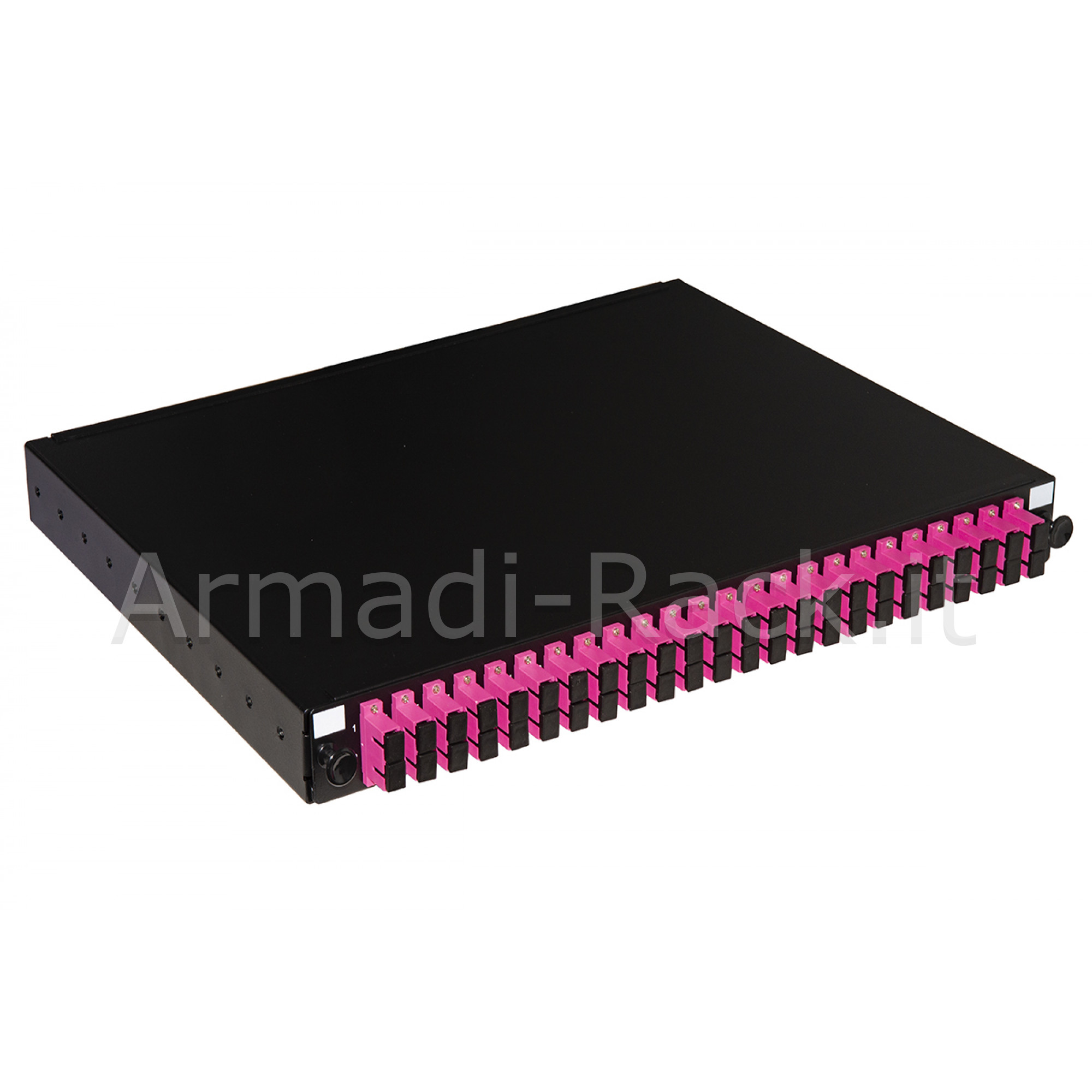 Pannello fibra ottica 19" con 24 adattatori sc duplex om4 profondita'...
