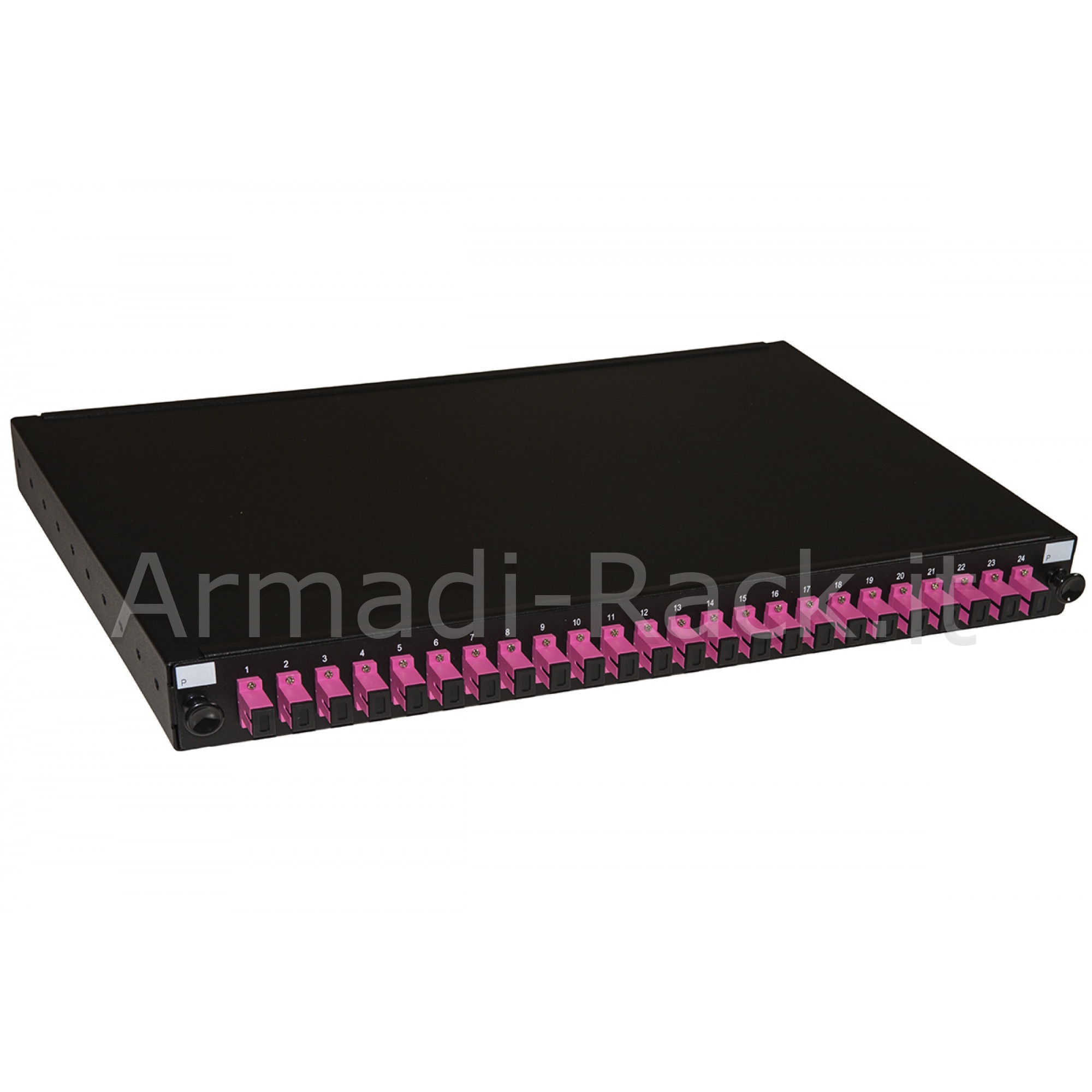 Pannello fibra ottica 19" con 24 adattatori sc simplex om4 profondita'...