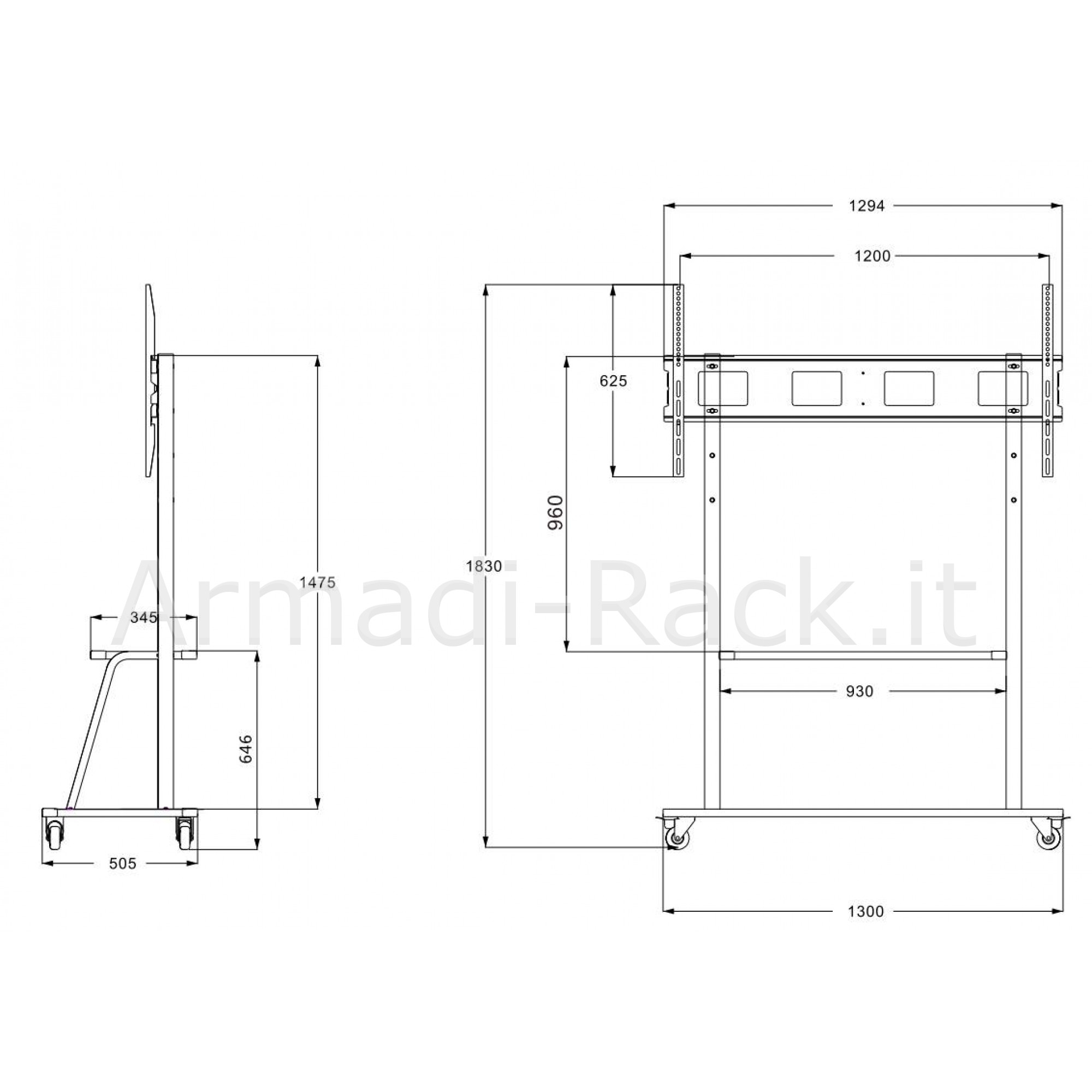 Supporto per tv con ruote fino a 220 kg max vesa 1200x600 e video fino...