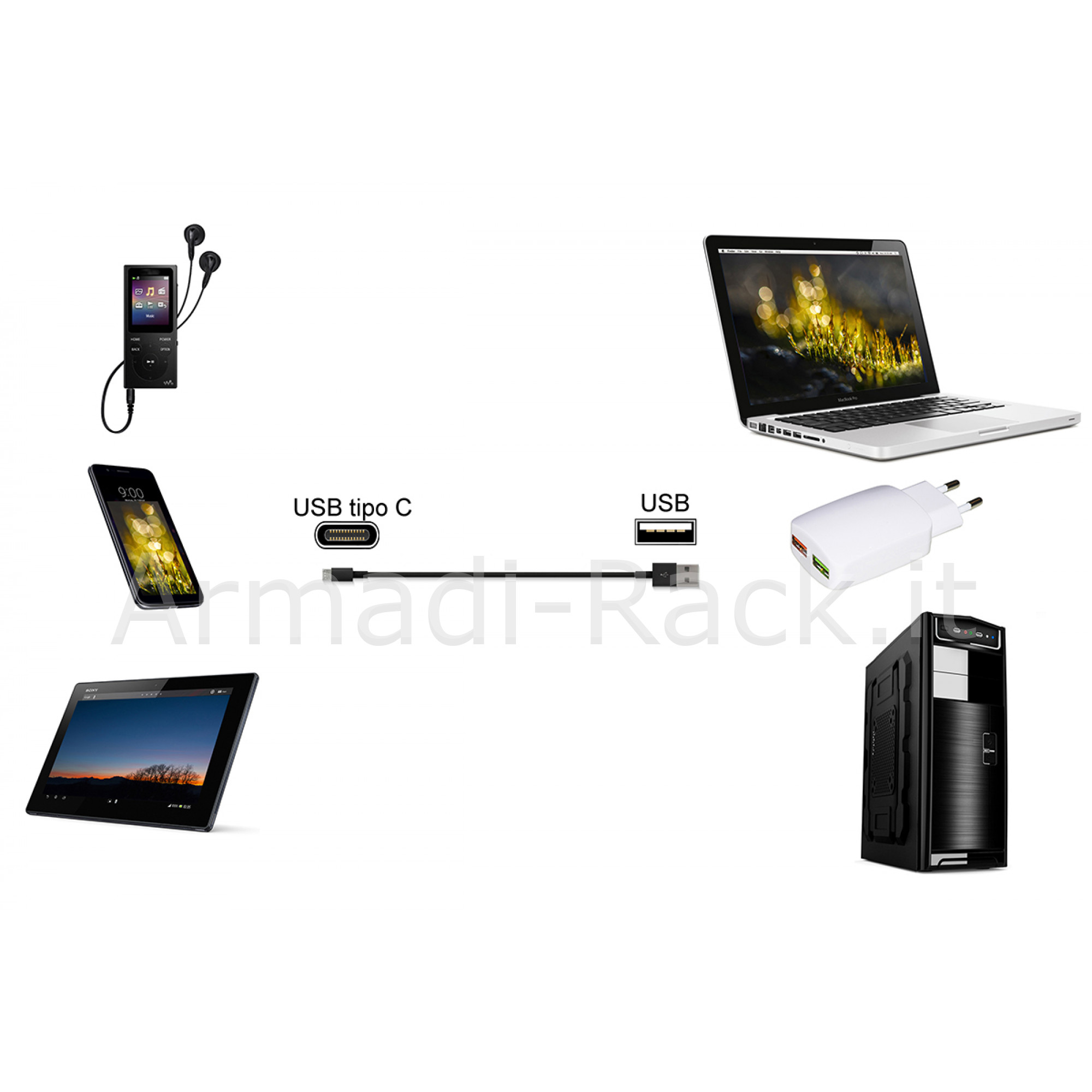 Cavo usb 2.0 "a" maschio usbc mt 1 colore nero