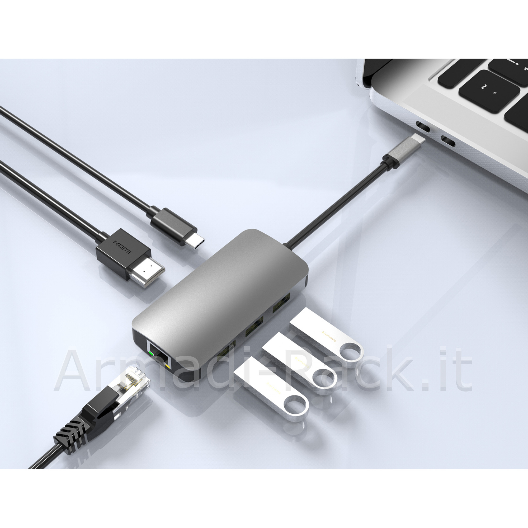 Docking station 6 porte con rete gigabit hdmi usb-c e 3 port usb 3.0