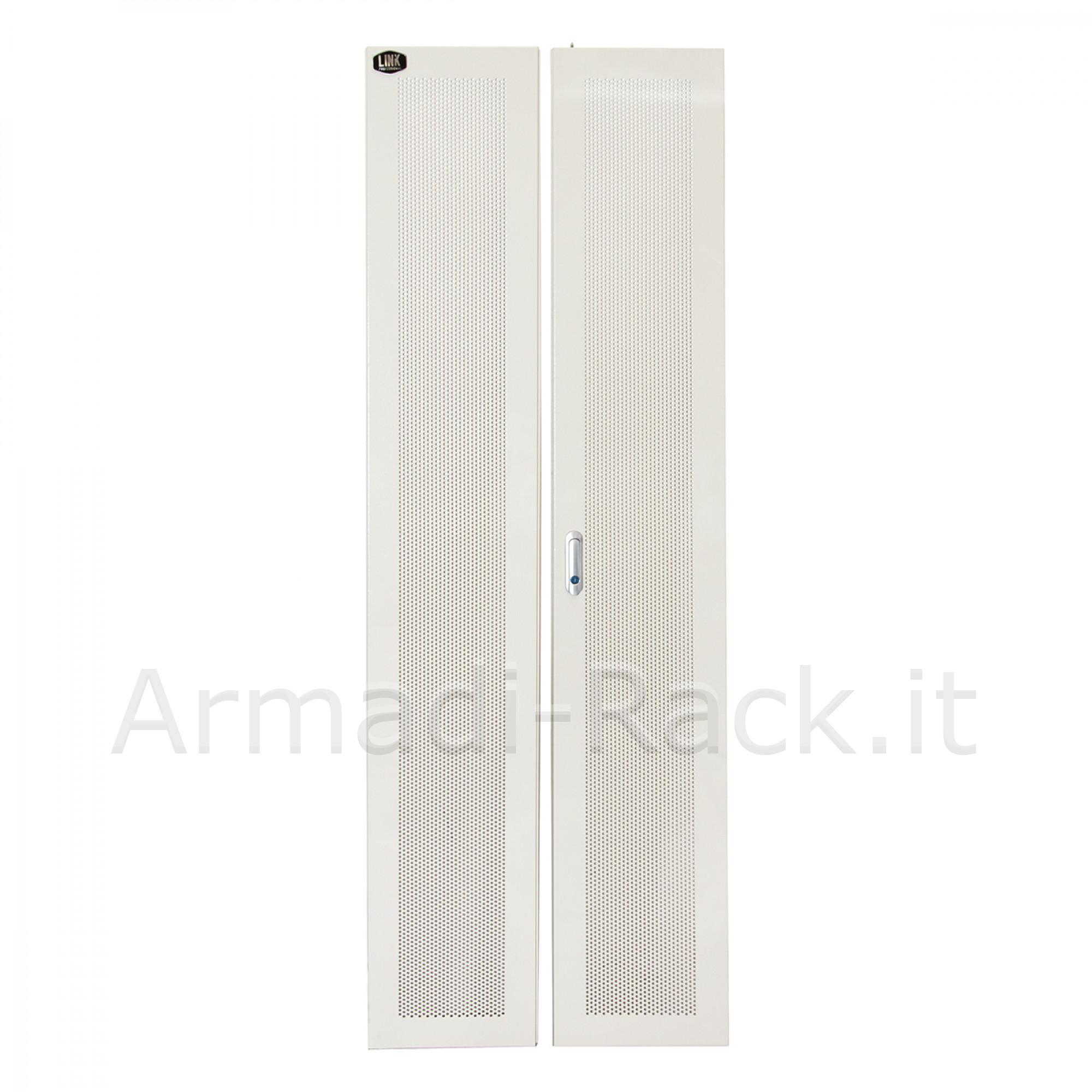 Doppie porte a battente grigliate per armadio alto 42U e largo 600 mm