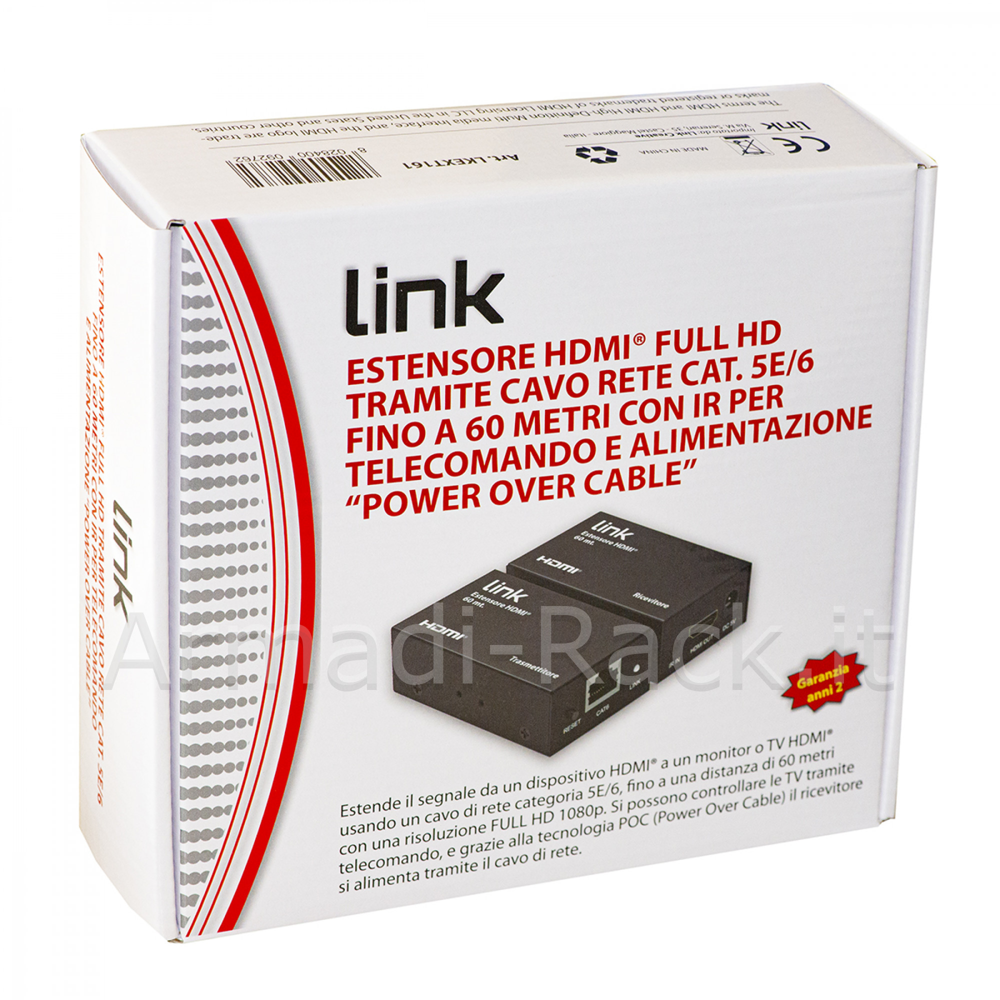 Estensore hdmi tramite cavo rete cat 6 fino a 60 metri 1080p con...