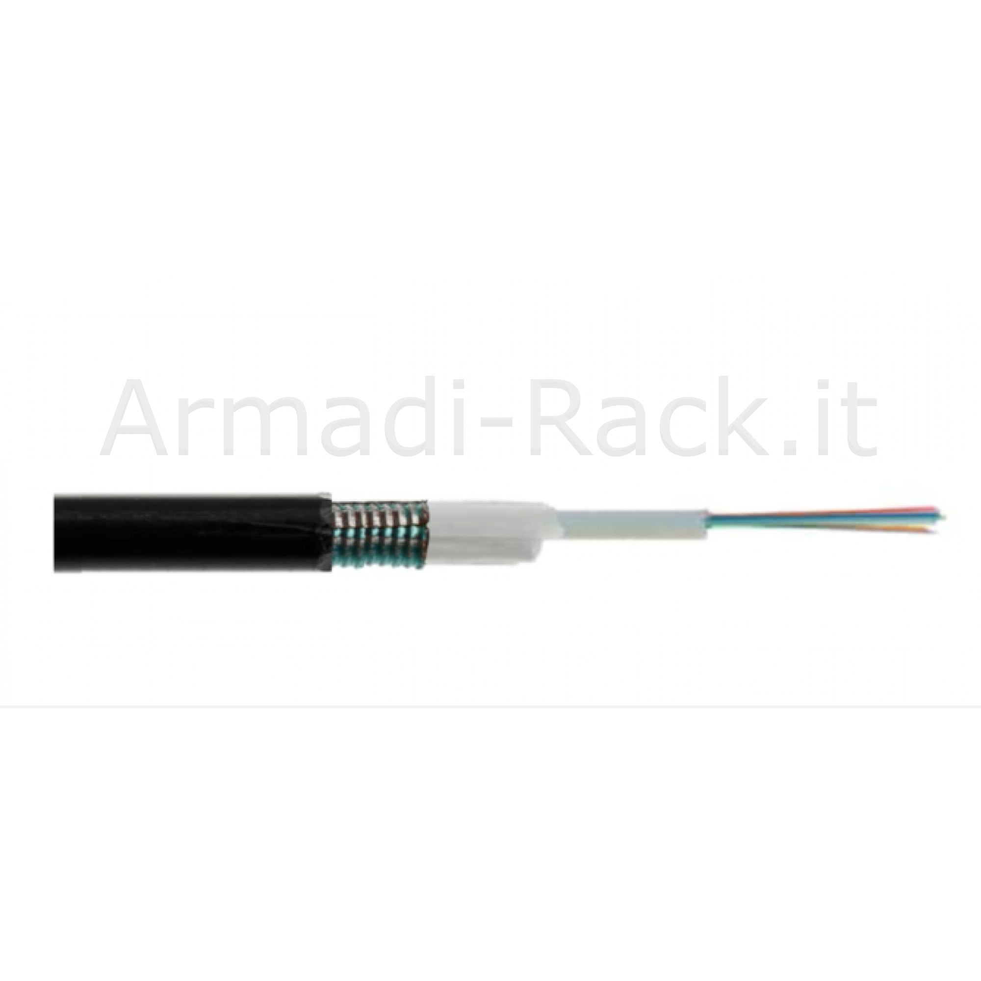 Cavo fibra ottica 4 fibre armato da esterno/interno antiroditore om4