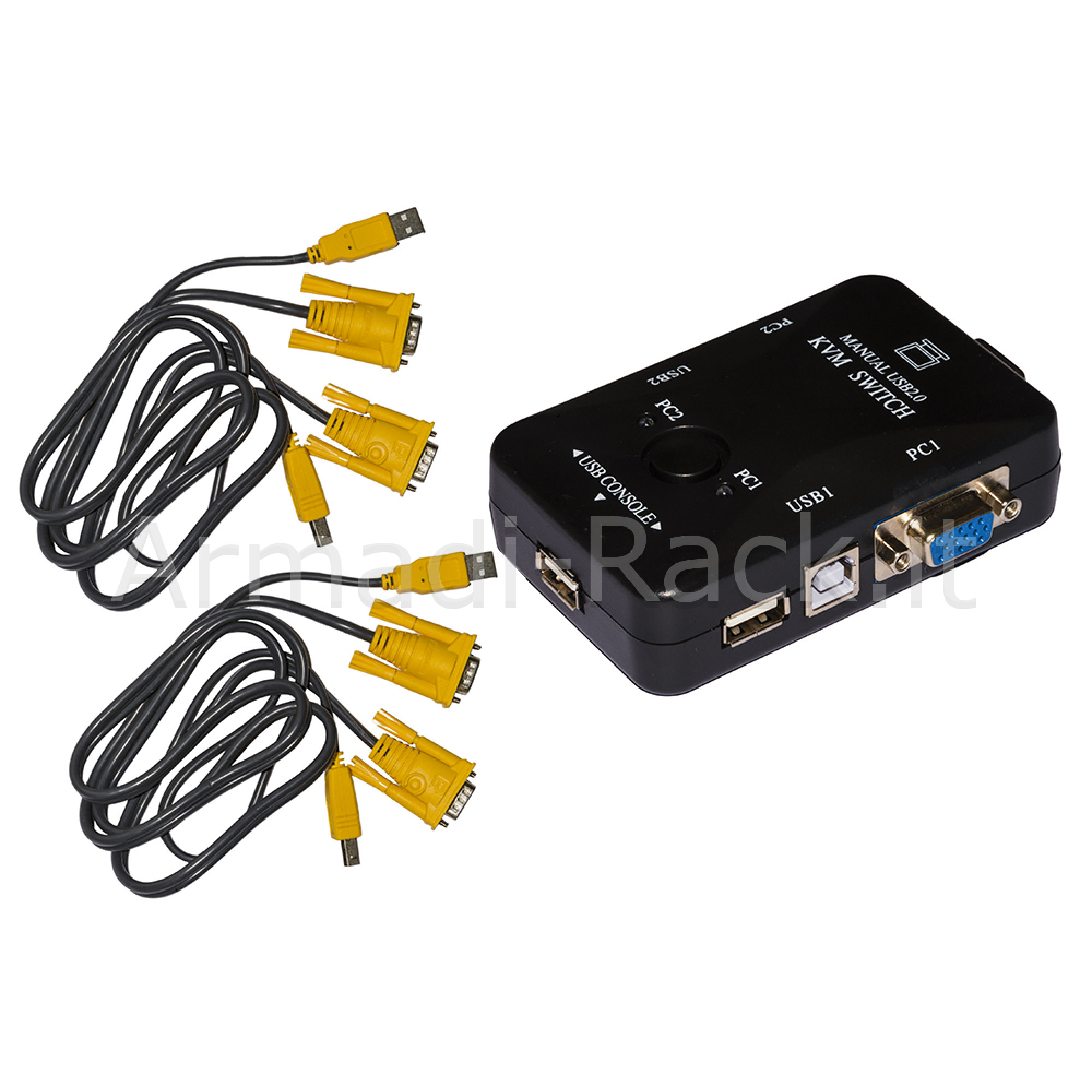 Switch kvm manuale per 2 pc usb/vga con 1 mouse, 1 tastiera usb e 1...