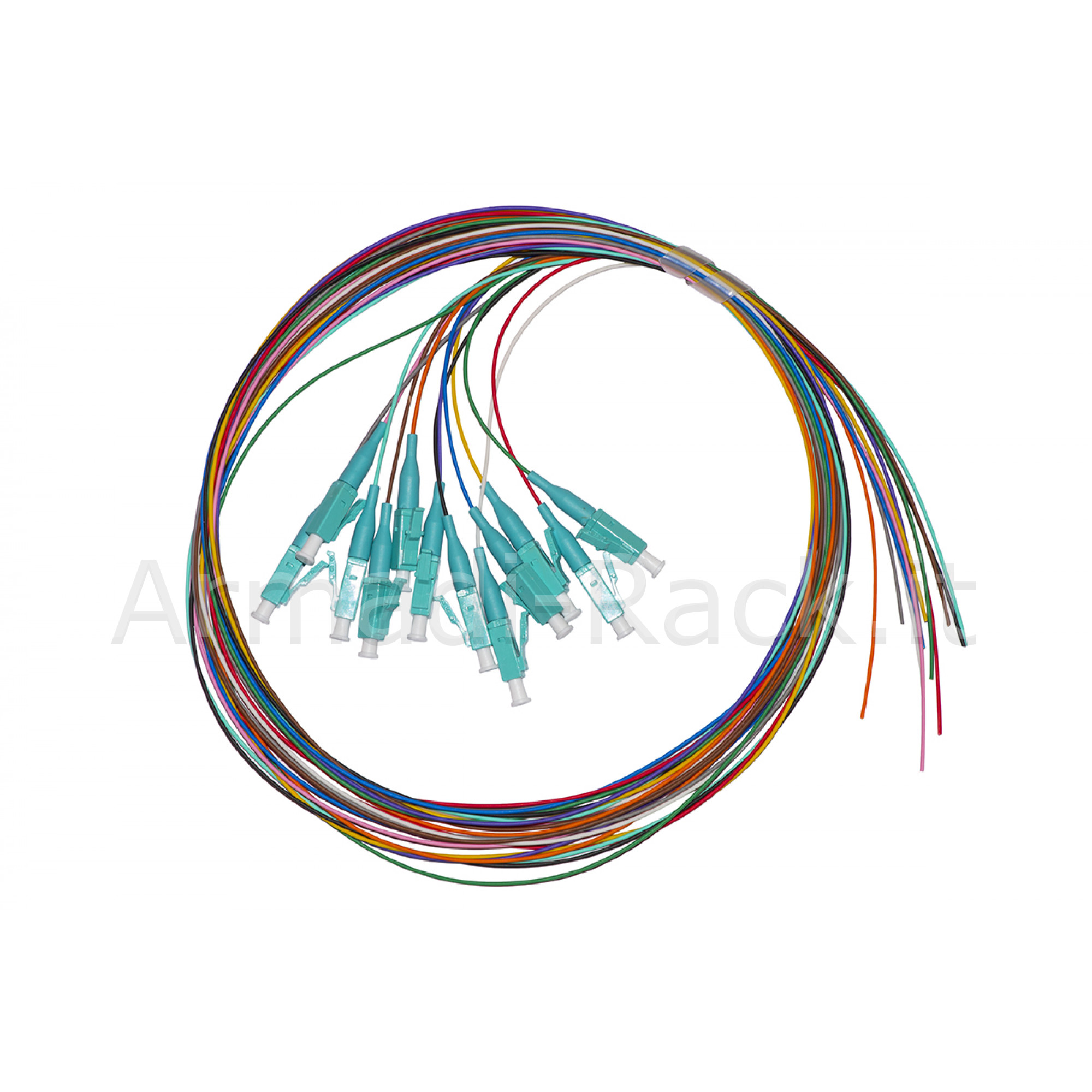 Set 12 cavi pigtail fibra ottica colorati connettori lc om3 simplex 2...